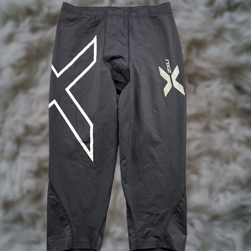 2XU 2XU Elite Mens Compression 3/4 Pants L Black Tights Athletic Drawstrings Track Pants Mens Sports Size US 33 - 1 Thumbnail