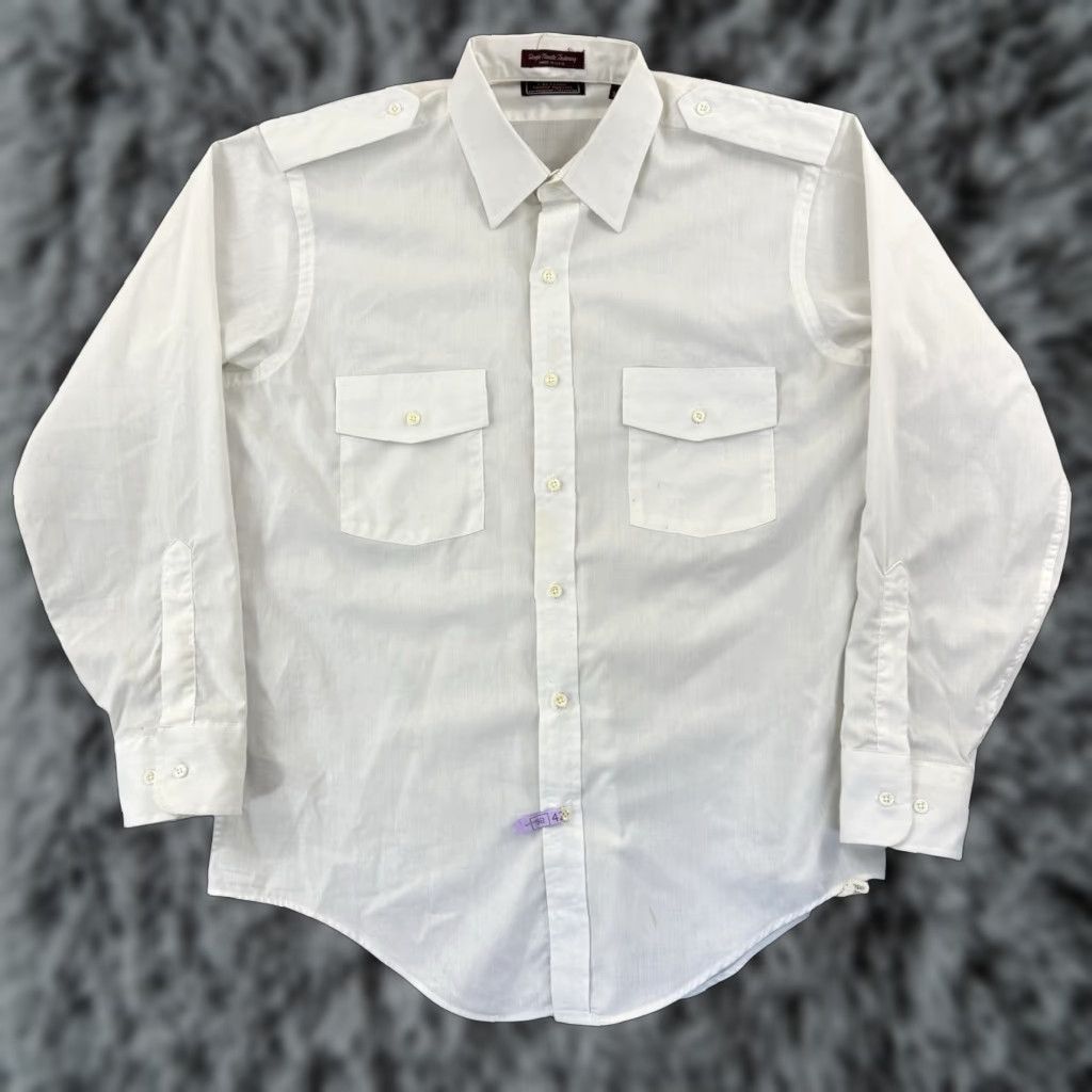 Arrow VINTAGE Arrow Shirt Mens Large White Long Sleeve 70s Career Casual Button Up USA Size US L / EU 52-54 / 3 - 1 Thumbnail