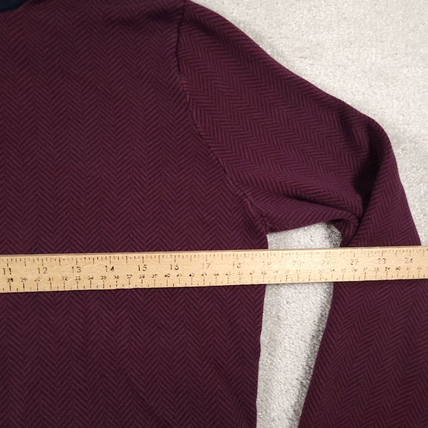Lands' End Lands' End Supima Cotton Sweater 1/4 Zip Mock Neck Mens S Burgundy Herringbone Size US S / EU 44-46 / 1 - 7 Thumbnail