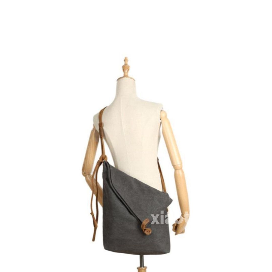 Designer × Leather washed faded cleanfit yuppie canvas outdoor bag Size ONE SIZE - 1 Thumbnail