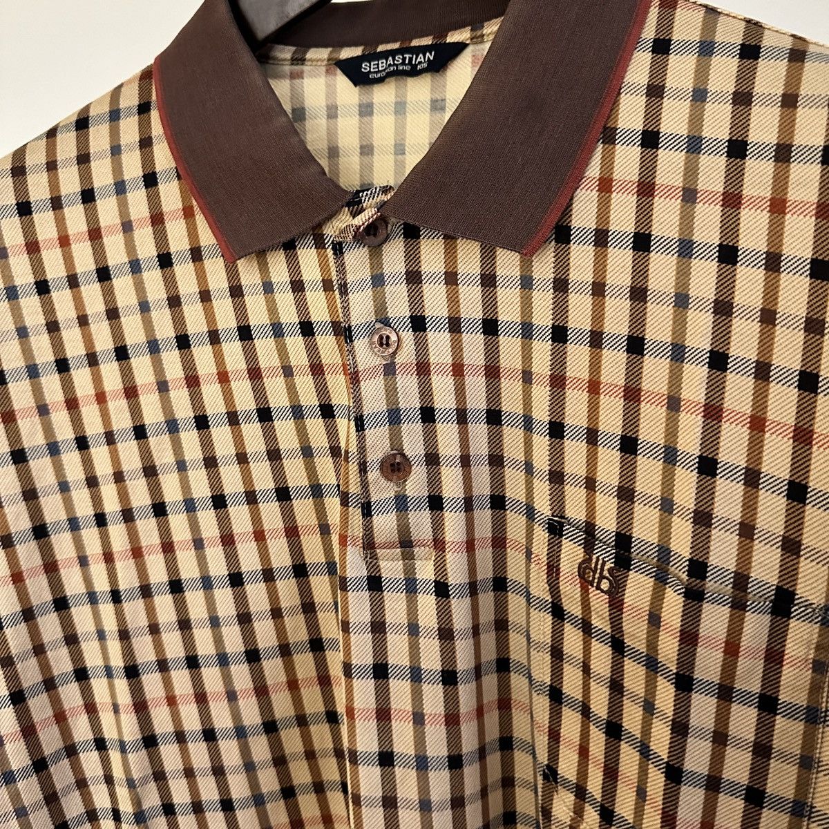 Vintage Vintage Sebastian Plaid Polo Longsleeve T-Shirt Size M Size US L / EU 52-54 / 3 - 4 Thumbnail