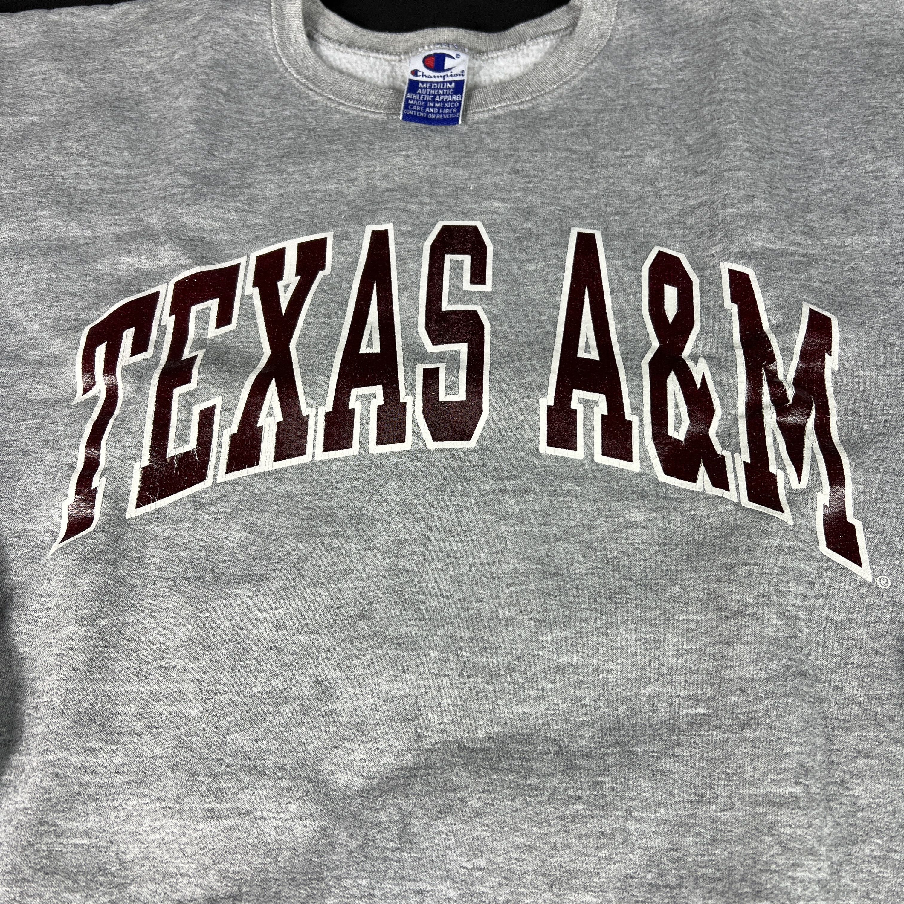 Champion × NCAA × Vintage Y2K Champion Texas A&M Aggies Sweatshirt Grey Faded Crewneck Size US M / EU 48-50 / 2 - 5 Thumbnail