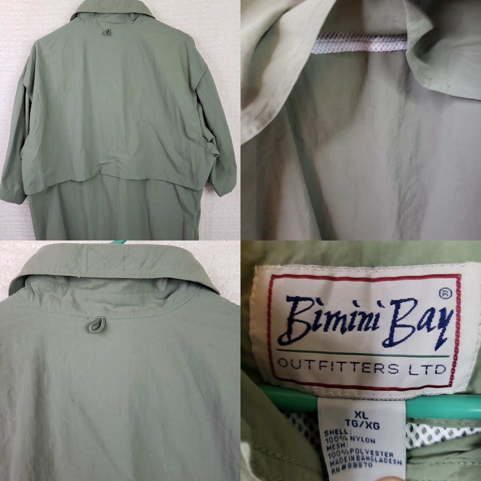 Vintage Bimini Bay Outfitters Men Button-Up Shirt XL Green Short Sleeve Vented Pockets Logo Collared Casual Travel Outdoor Shirt Size US L / EU 52-54 / 3 - 8 Thumbnail