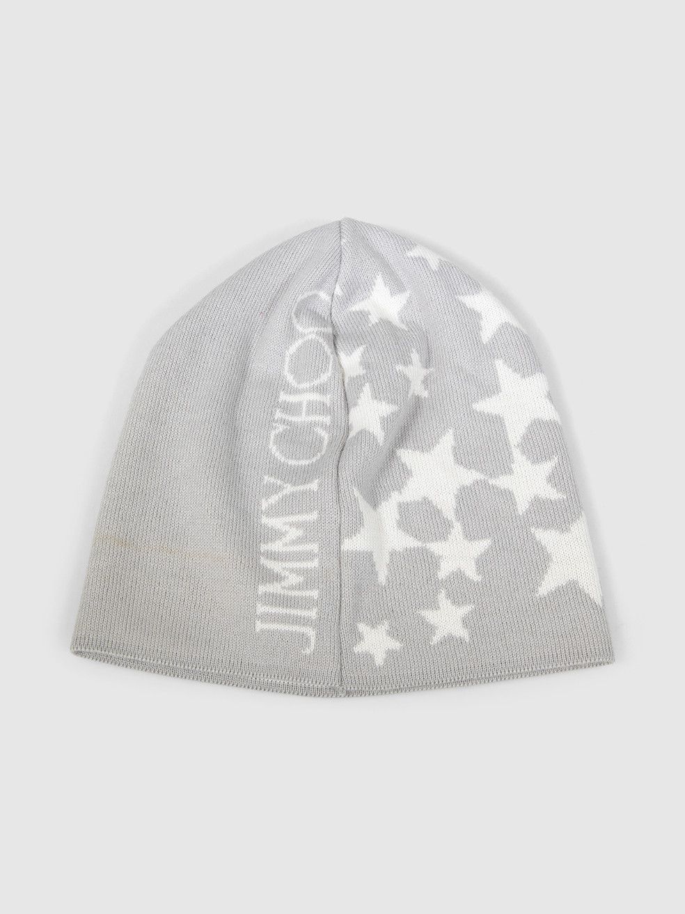 Jimmy Choo Grey Wool Star & Logo Print Beanie Size ONE SIZE - 1 Thumbnail