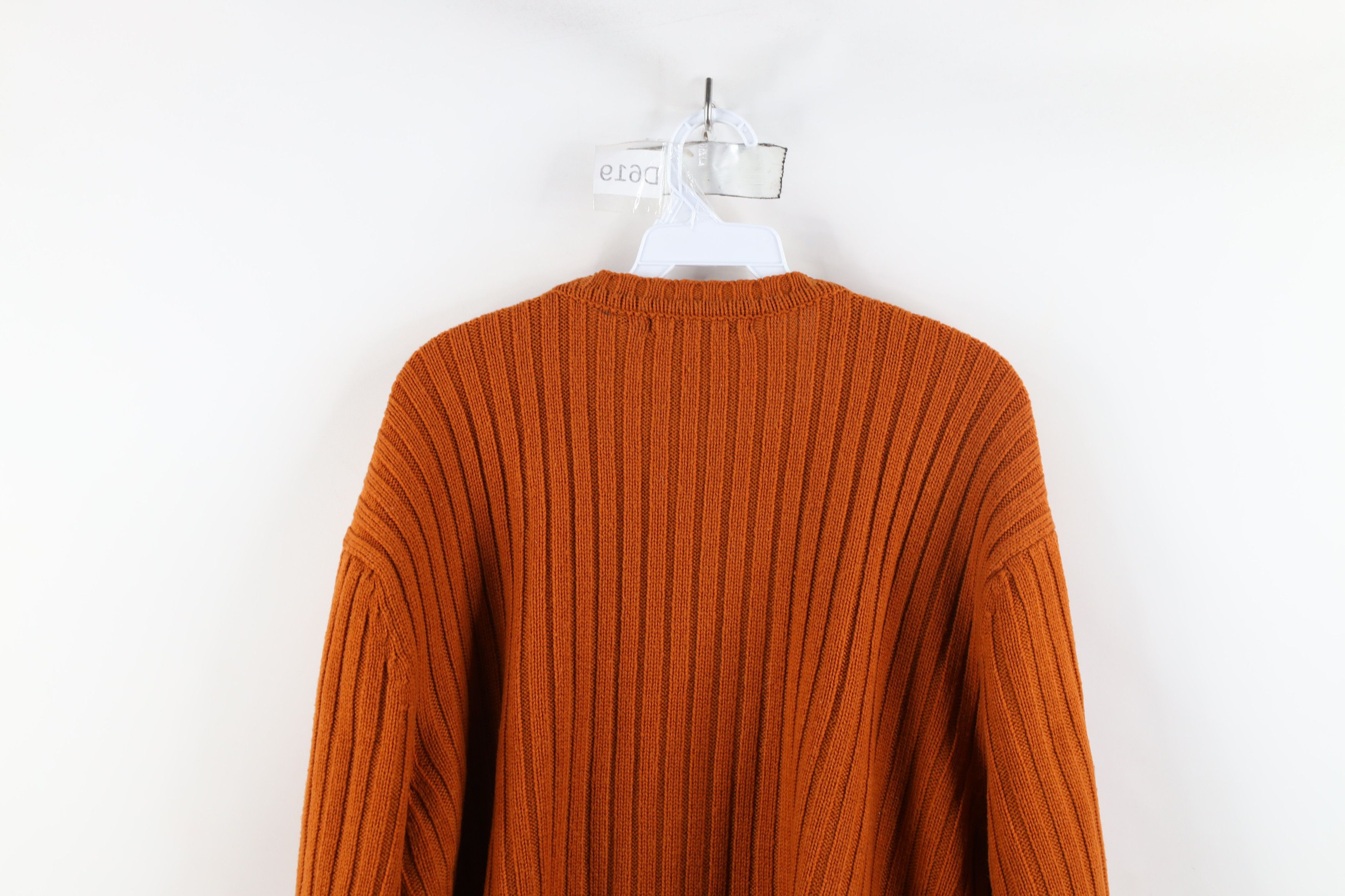 Vintage Vintage 90s Streetwear Ribbed Knit Sweater Burnt Orange Size US L / EU 52-54 / 3 - 9 Thumbnail