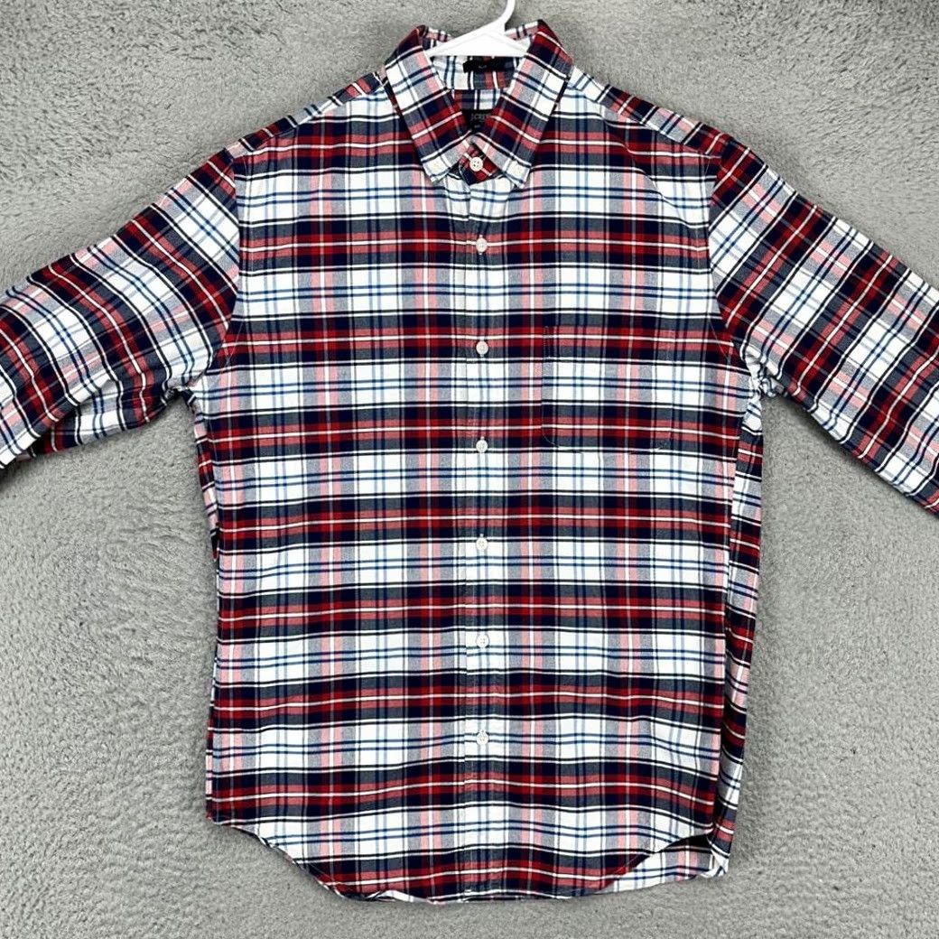 J.Crew J.CREW Oxford Button Down Shirt Adult Medium Red Blue Plaid Slim Fit Pocket Mens Size US M / EU 48-50 / 2 - 2 Thumbnail