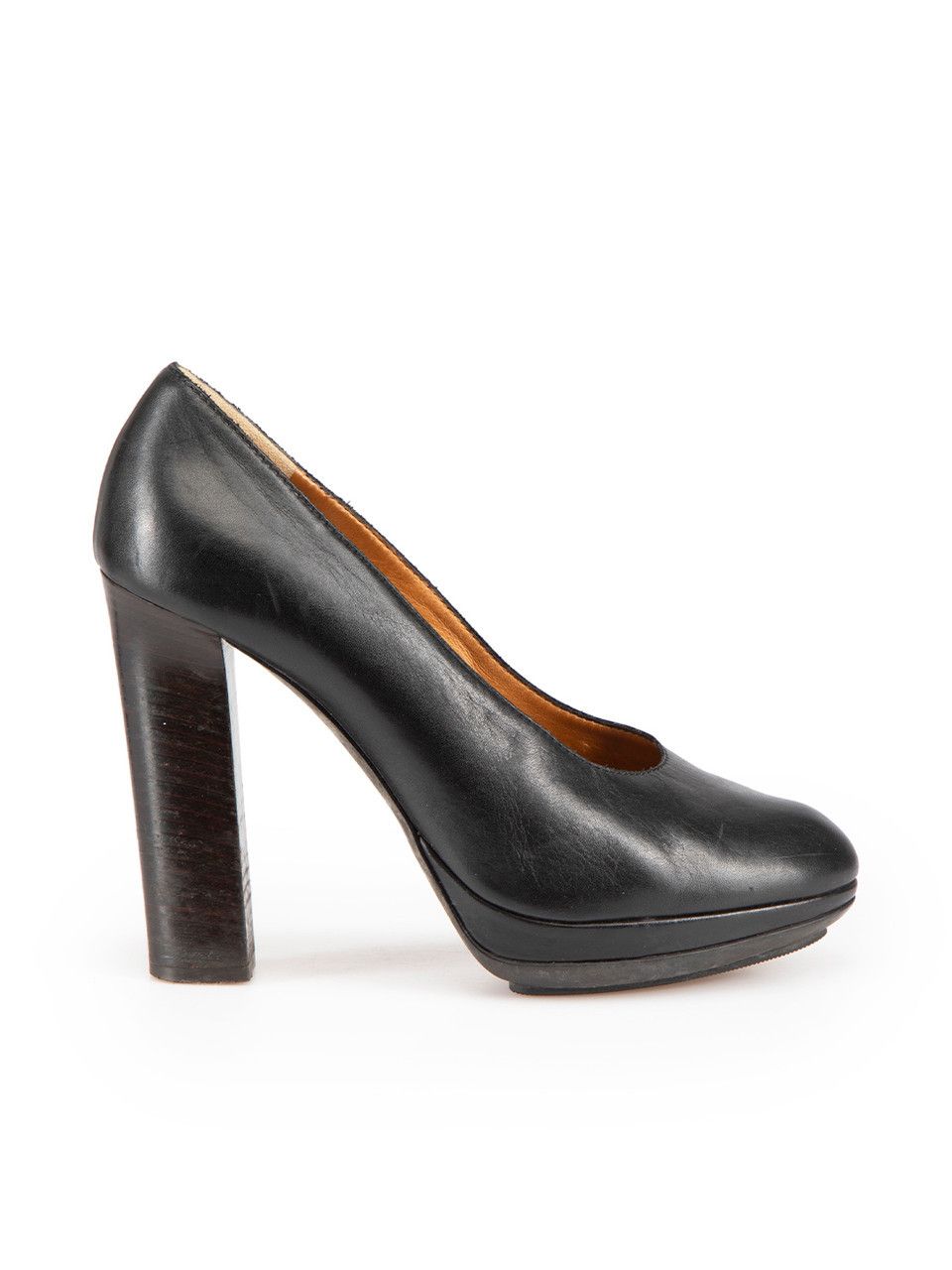 Lanvin Black Leather Platform Almond Toe Pumps Size US 8.5 / IT 38.5 - 1 Thumbnail