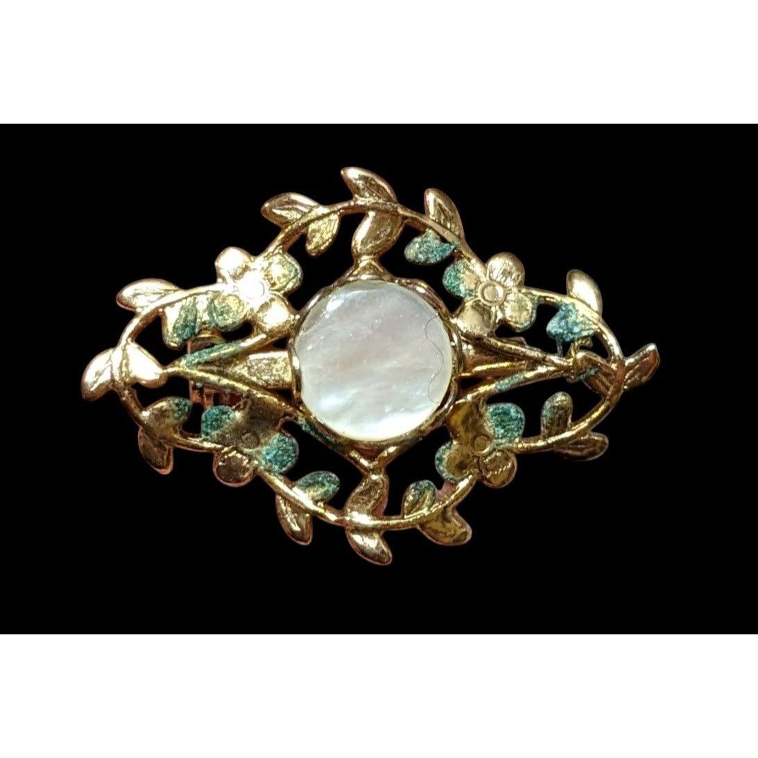Other Vintage Mother Of Pearl Gold Floral Brooch Size ONE SIZE - 2 Thumbnail