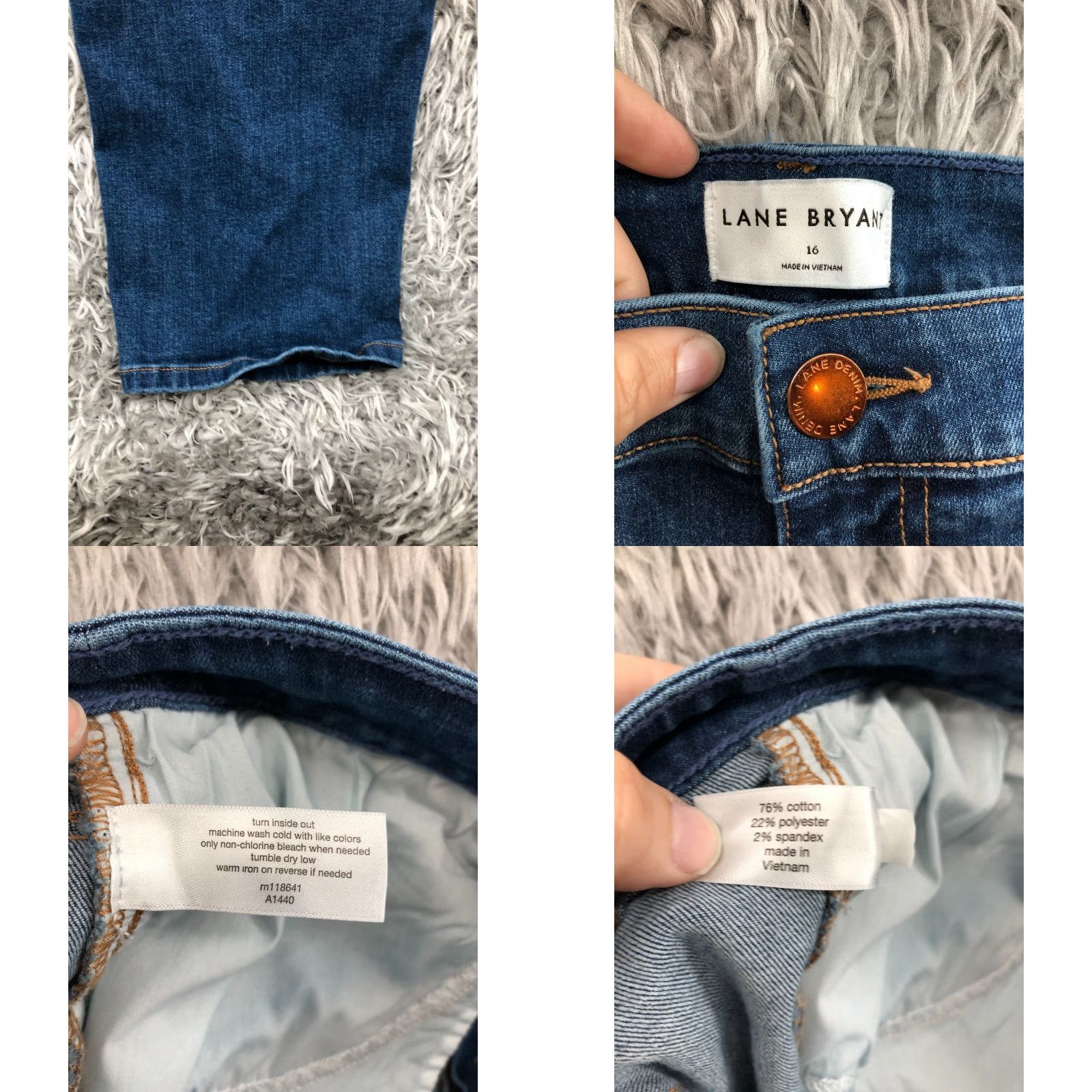 Vintage Lane Bryant Jeans Size 16 Womens Regular Medium Blue Stretch 5-Pocket Denim Straight Rise High 30in Belt Loops Vintage No Size 38" / US 16 / IT 52 - 8 Thumbnail