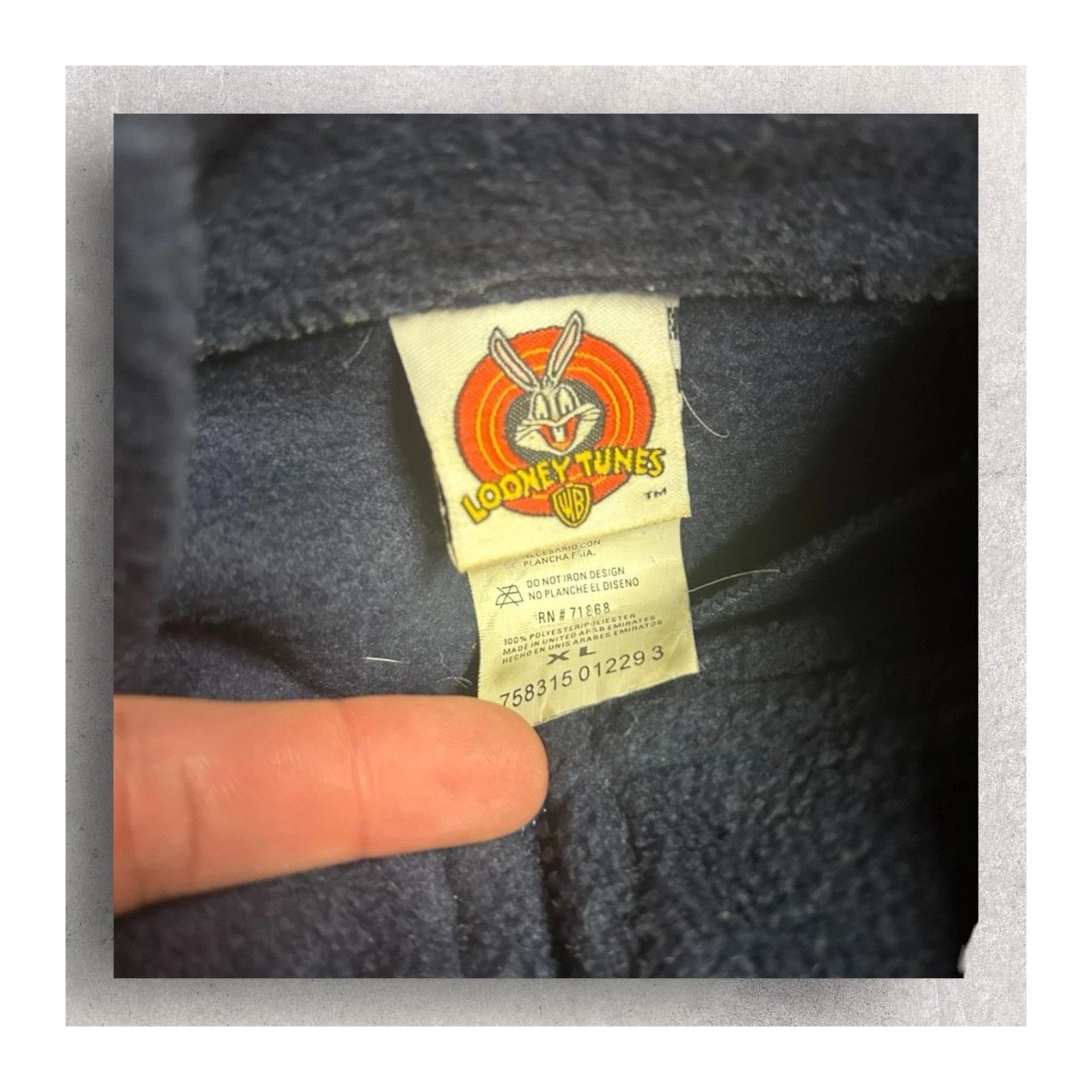 Vintage Vintage Looney Tunes Quarter Zip Kangaroo Pouch Blue Hooded Size US XL / EU 56 / 4 - 3 Thumbnail