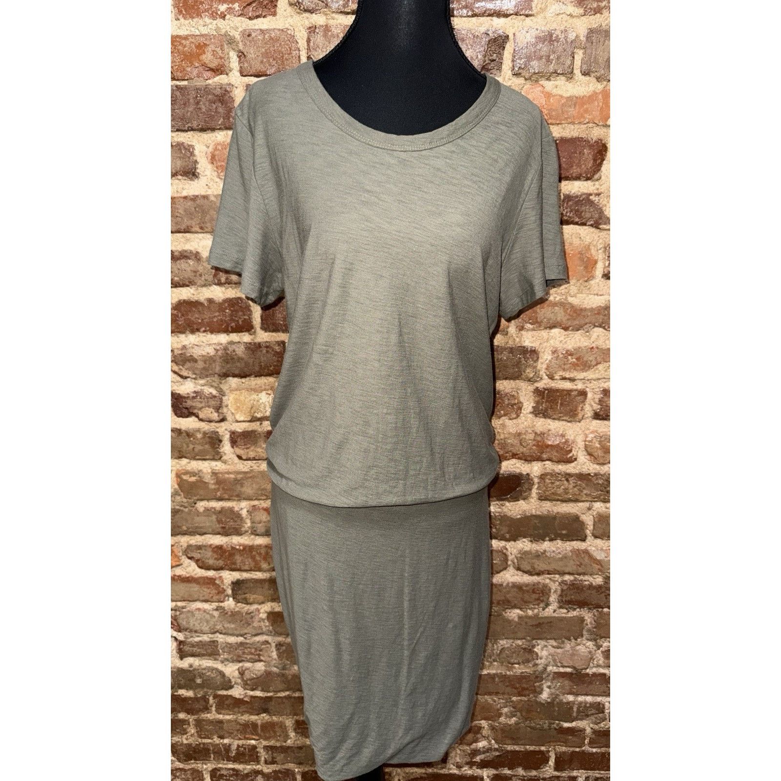 James Perse James Perse Olive Green Tunic Dress 4 Cotton Modal Classic Size S / US 4 / IT 40 - 2 Thumbnail