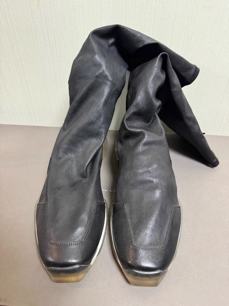 Rick Owens Black Leather Knee-High Boots Size US 10 / EU 43 - 1 Thumbnail