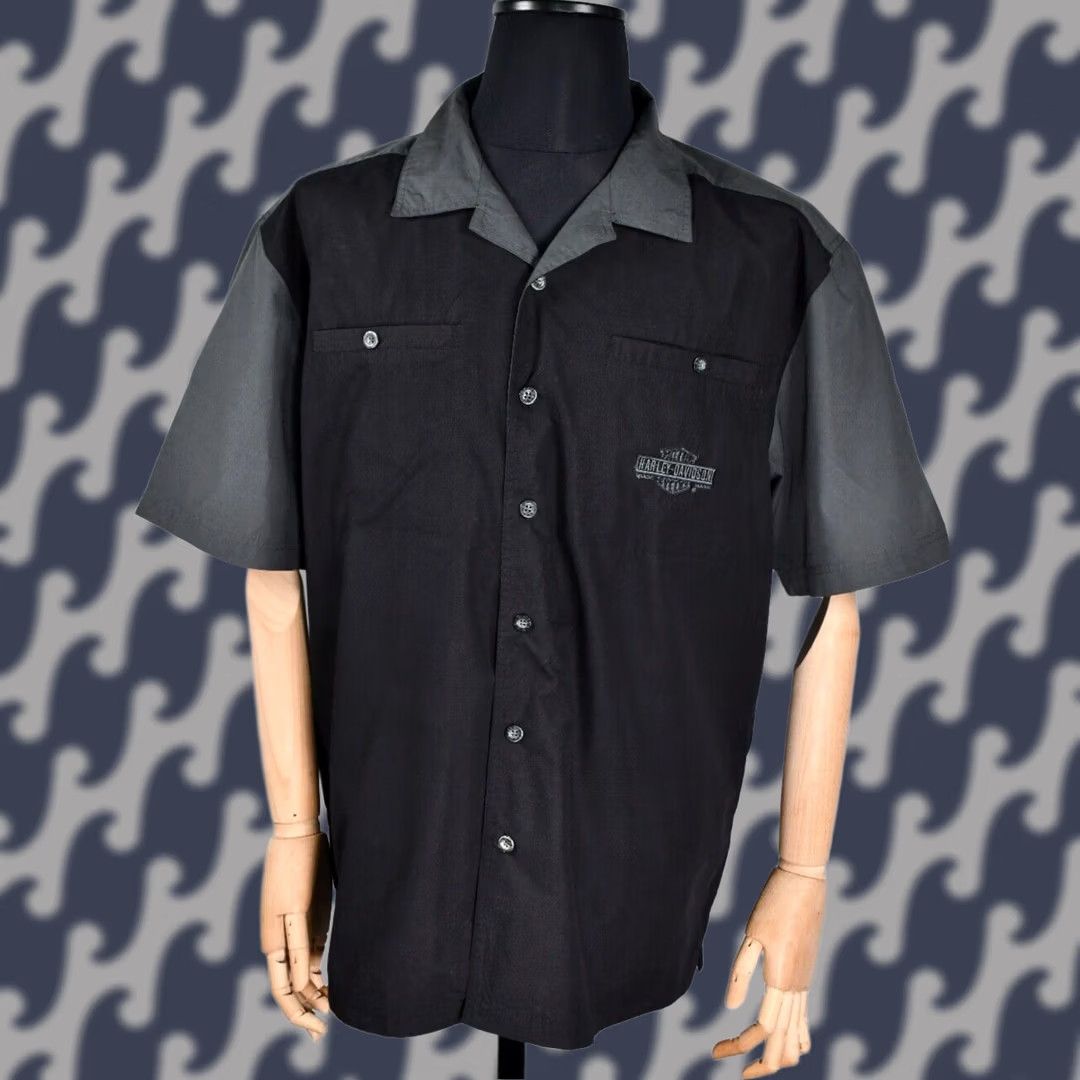 Harley Davidson Harley-Davidson Shirt XL Adult Black Short Sleeve Button-Up Collared) Size US XL / EU 56 / 4 - 1 Thumbnail