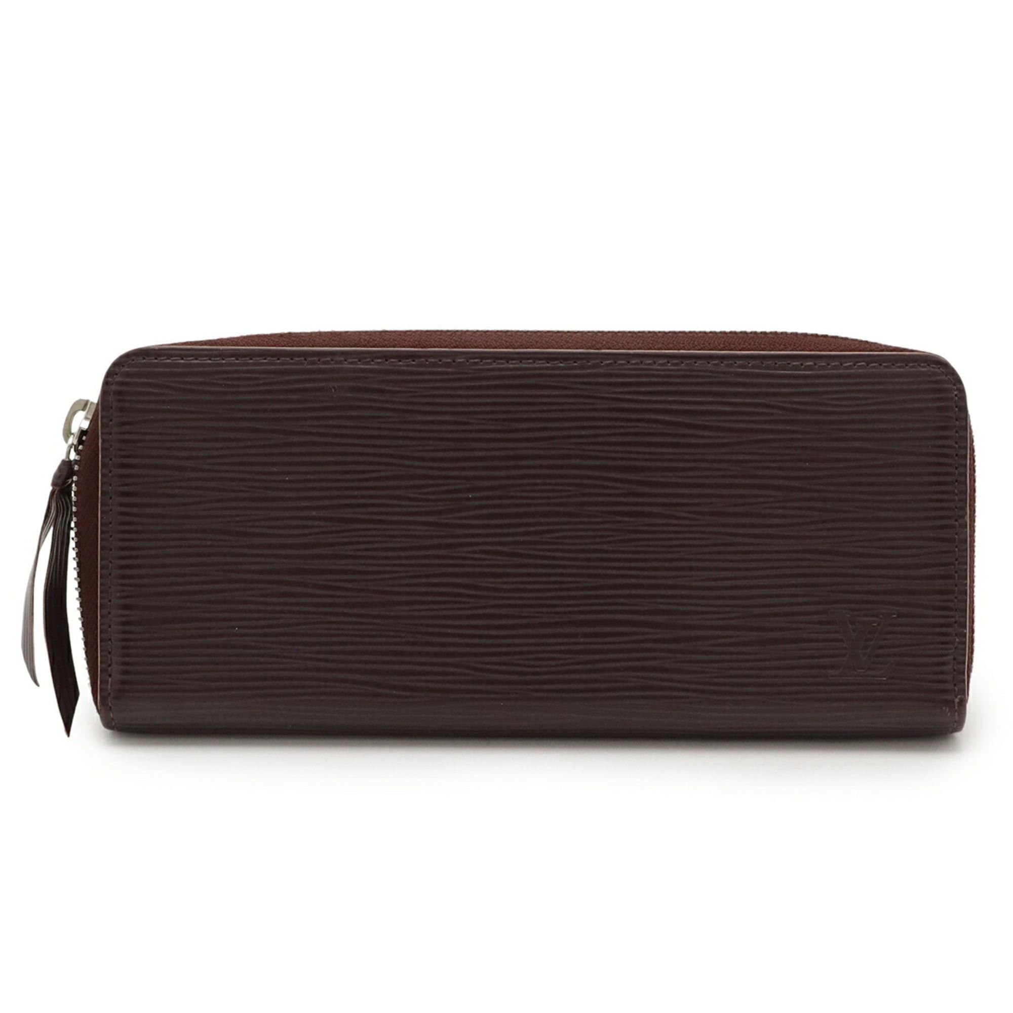 LOUIS VUITTON Epi Leather Portefeuille Clemence Round Long Wallet in Plume Burgundy M64307