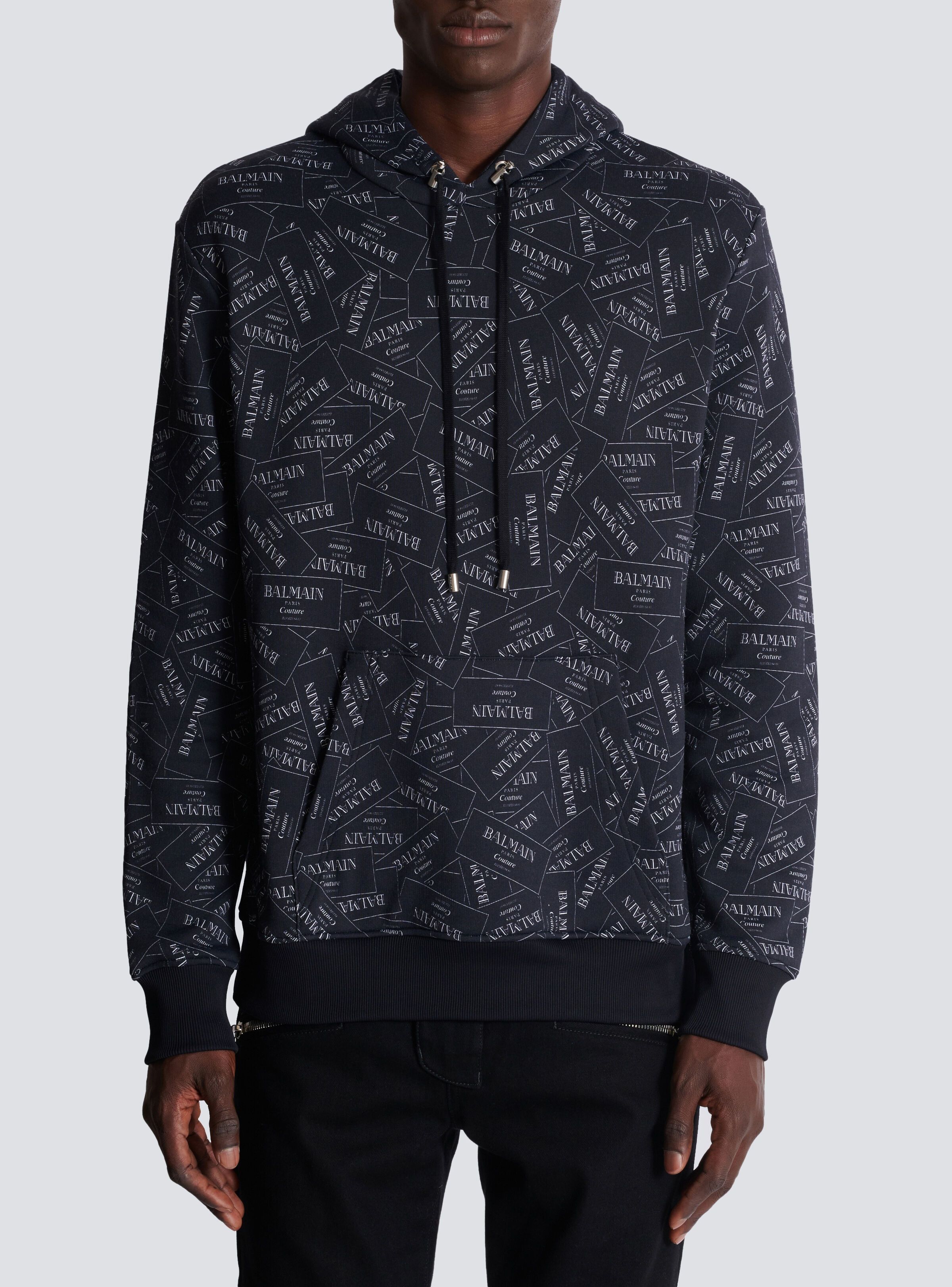 Balmain o1mt1gz0126 Balmain AO Couture Label Hoodie in Black Size US XL / EU 56 / 4 - 5 Thumbnail