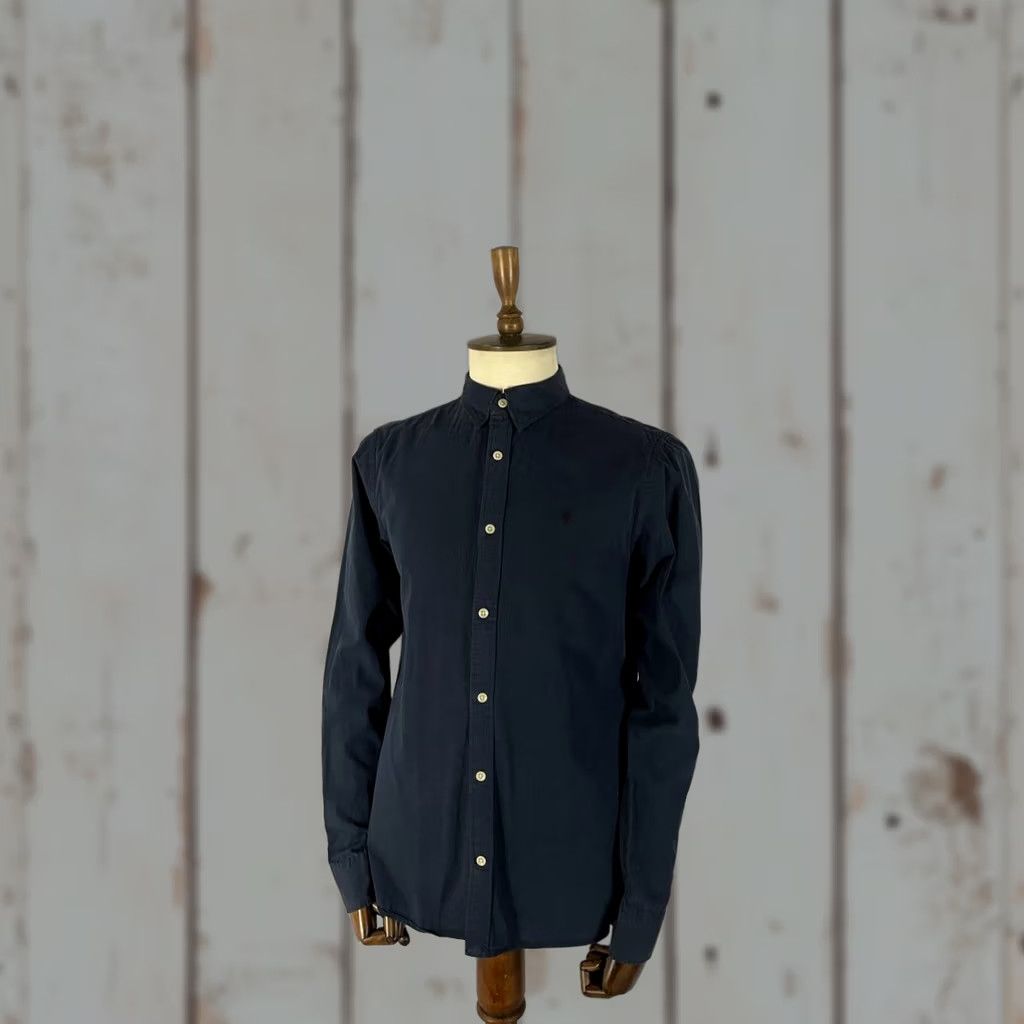 Allsaints AllSaints Mens Slim-Fit Button-Up Navy Long Sleeve Shirt M Size US M / EU 48-50 / 2 - 1 Thumbnail