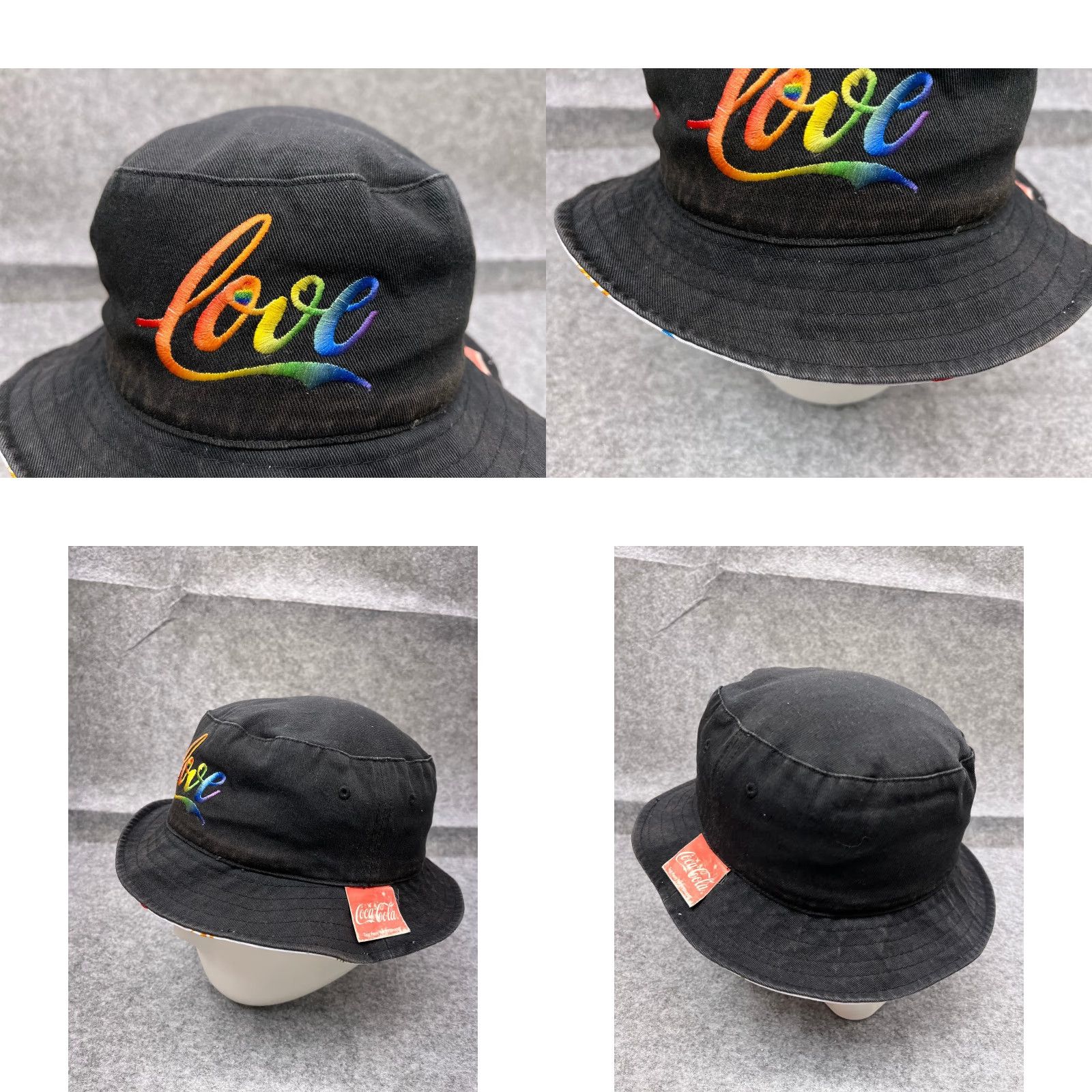 Vintage Coca Cola Hat Cap Strap Back Adult Rainbow AOP Cotton Love Pride Reversible Size ONE SIZE - 9 Thumbnail
