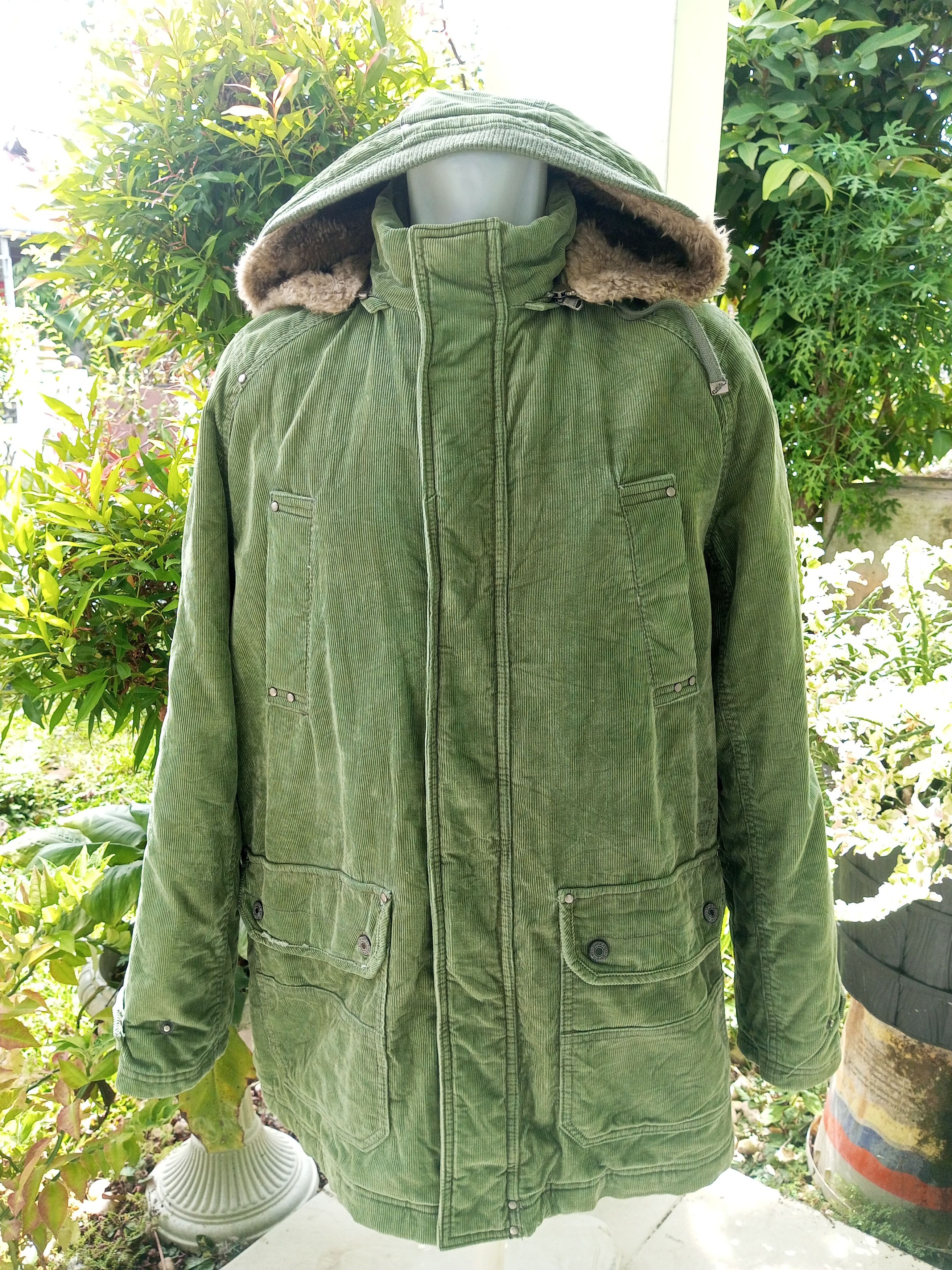 Fur Corduroy Removable Hoodie Jacket