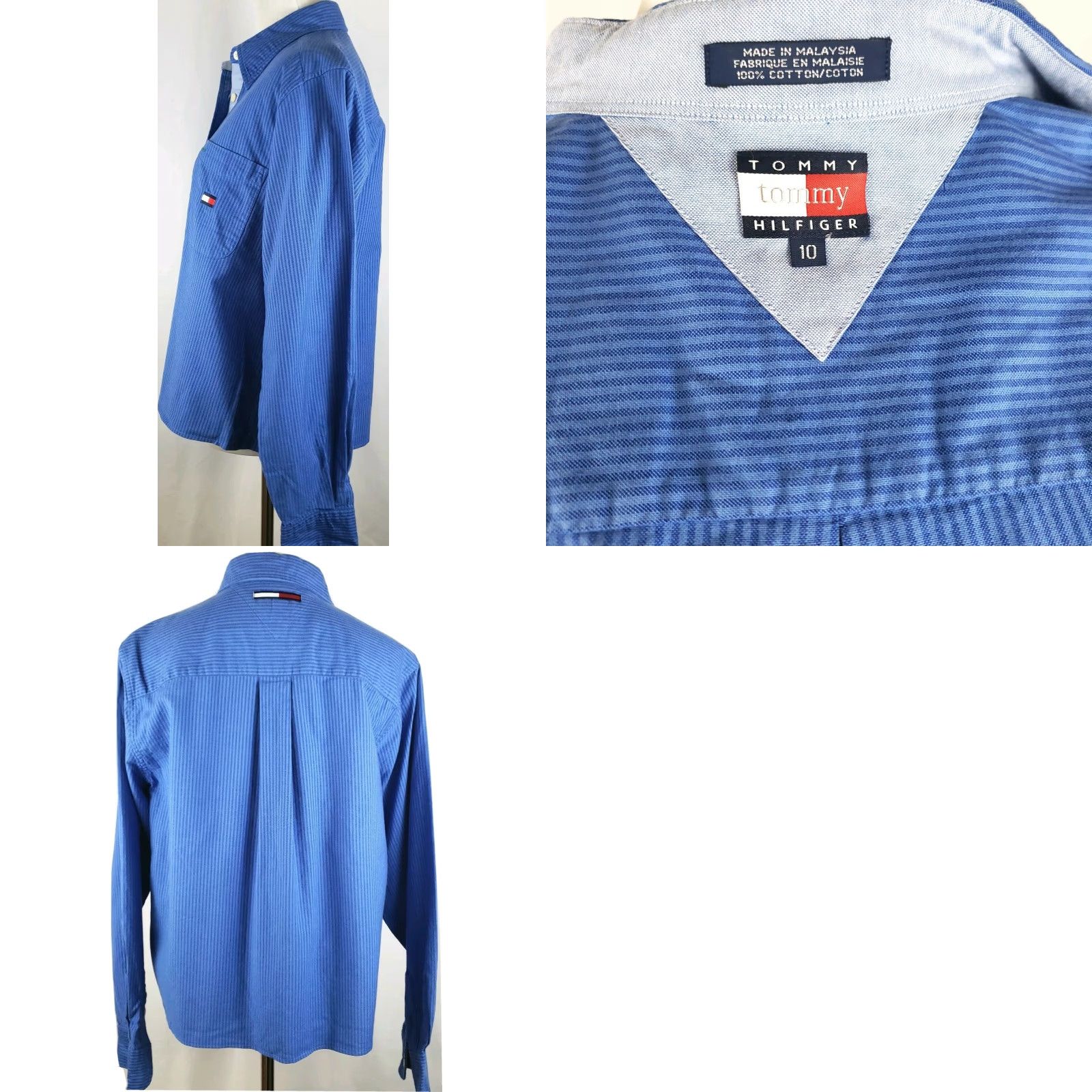 Tommy Hilfiger VINTAGE Tommy Hilfiger Shirt Womens 10 Blue Purple Button Up Long Sleeve Ladies Lot Of 2 Size L / US 10 / IT 46 - 8 Thumbnail