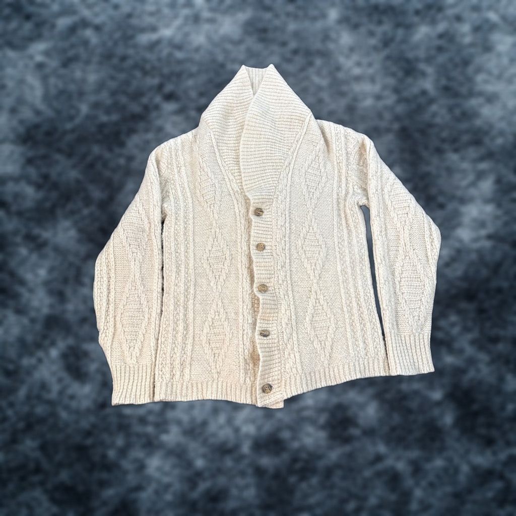 Pendleton VINTAGE Pendleton Cardigan Sweater Womens Large Ivory Shawl Chunky Knit Wool 70s L Womens Size L / US 10 / IT 46 - 1 Thumbnail