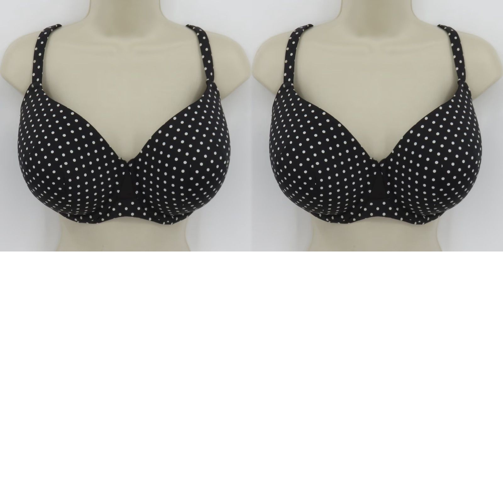 Vintage Cacique Bra Full Coverage Underwire 38DDD Black White Polka Dot T-Shirt Bra Plus Size Womens Size ONE SIZE - 9 Thumbnail