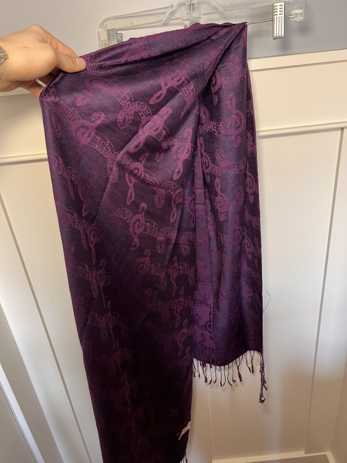 Vintage Vintage Cashmere music note fringe scarf Size ONE SIZE - 6 Thumbnail