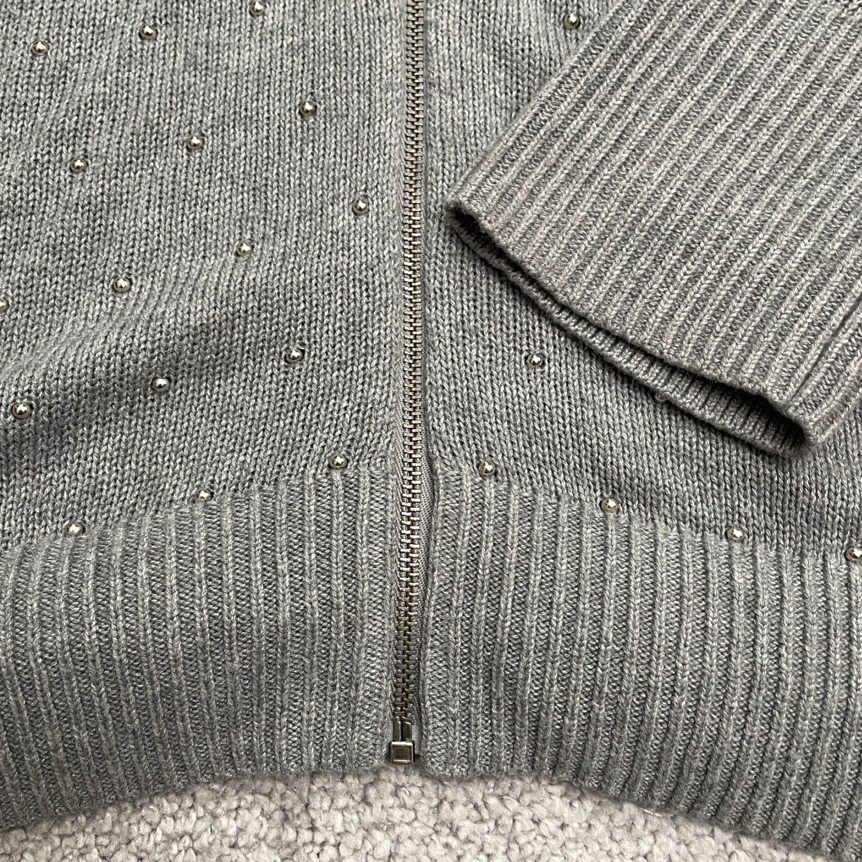 Talbots VINTAGE Talbots Women's Cardigan Sweater Full Zip Studded Knit Plus 1X Gray Casual Size XL / US 12-14 / IT 48-50 - 5 Thumbnail