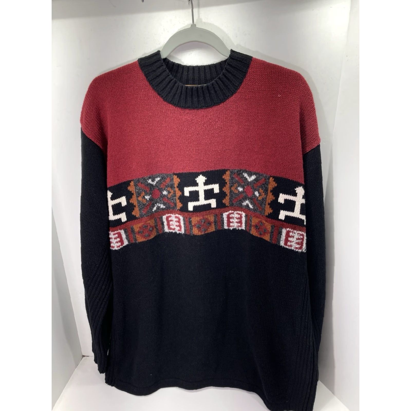 Vintage VINTAGE Aztec Tribal Sweater Men Size Large Black Long Sleeve Cotton Pullover VTG 1999 Mens Large Black Cotton Geometric 1990s Size US L / EU 52-54 / 3 - 2 Thumbnail