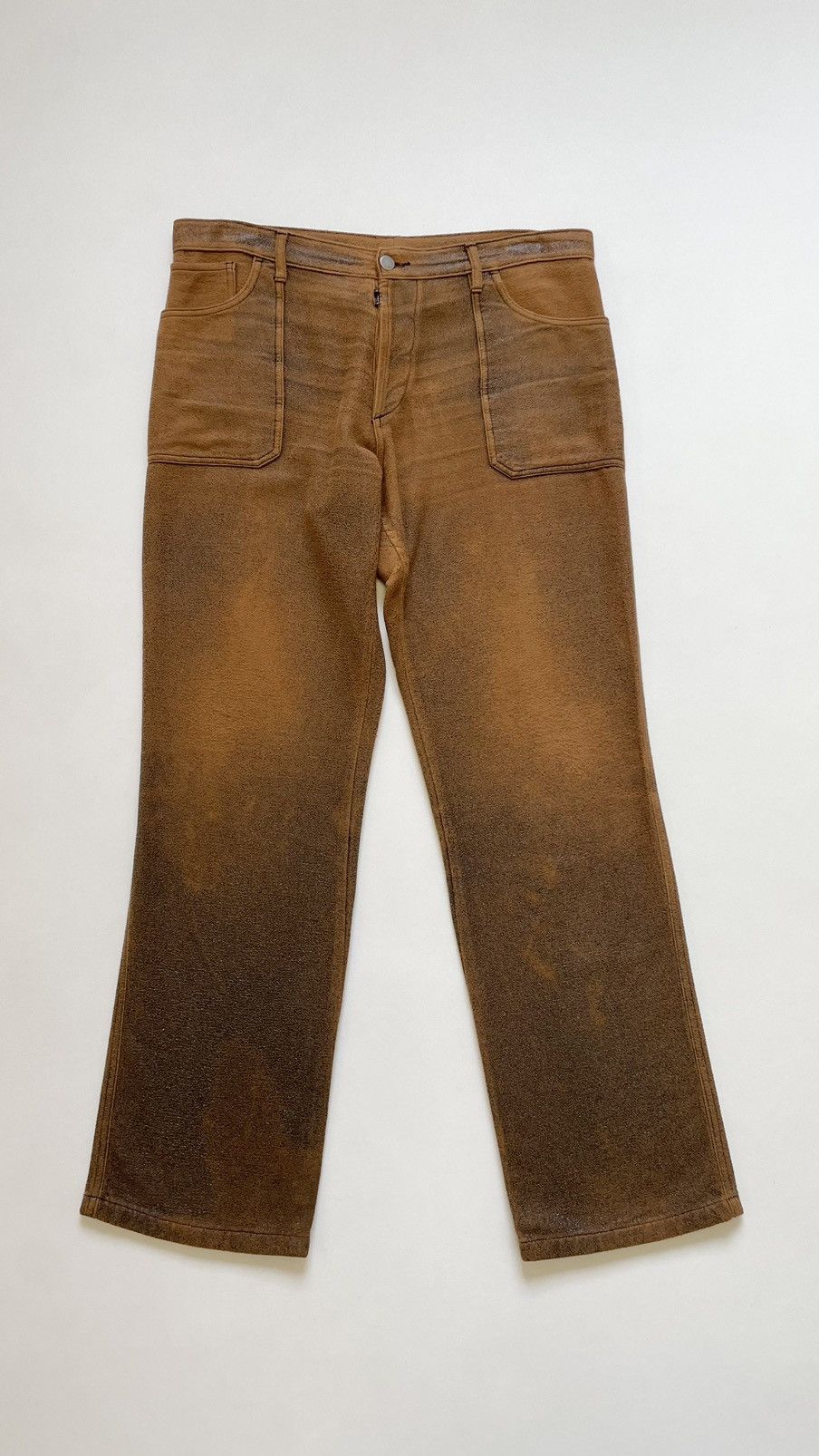 Maison Margiela Early 2000s Cracked Leather Effect Utility Trousers Size US 34 / EU 50 - 1 Thumbnail