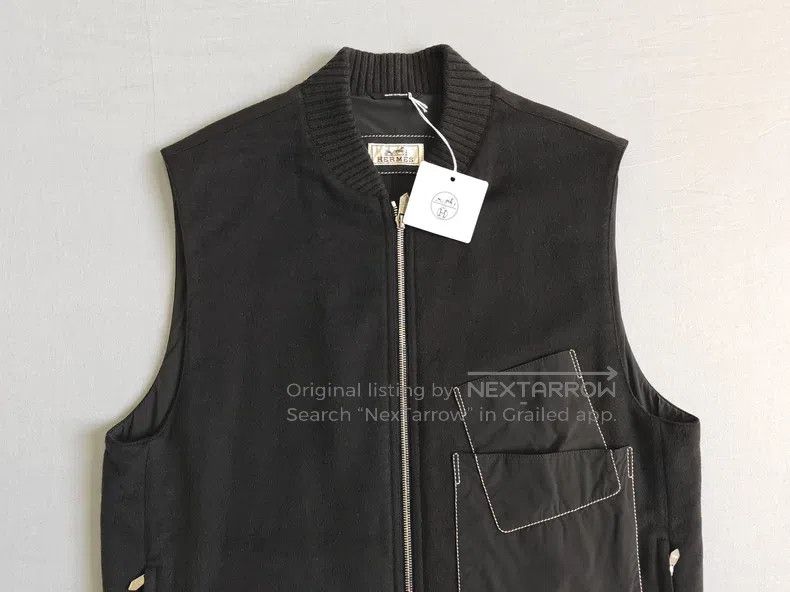 Hermes Hermes Men's cashmere vest vest, olive green, 100% cashmer Size US M / EU 48-50 / 2 - 2 Thumbnail