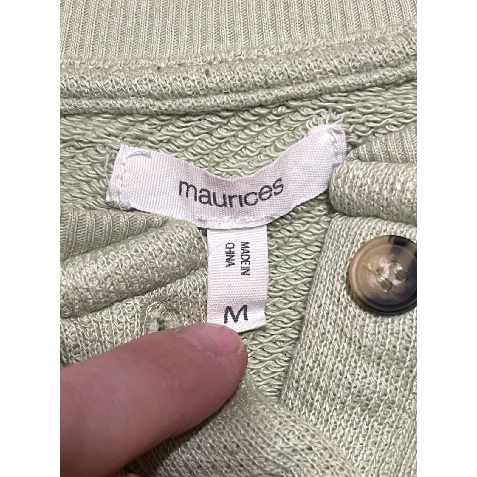 Vintage Maurices Sweater Women's Medium Green 1/4 Buttons Pullover Long Sleeve Casual Fall Spring Summer - Regular Fit - Womens Size M / US 6-8 / IT 42-44 - 7 Thumbnail