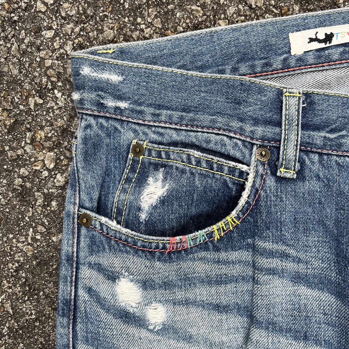 Issey Miyake TSUMORI CHISATO DISTRESSED DENIM LOW RISE JEANS Size US 30 / EU 46 - 5 Thumbnail