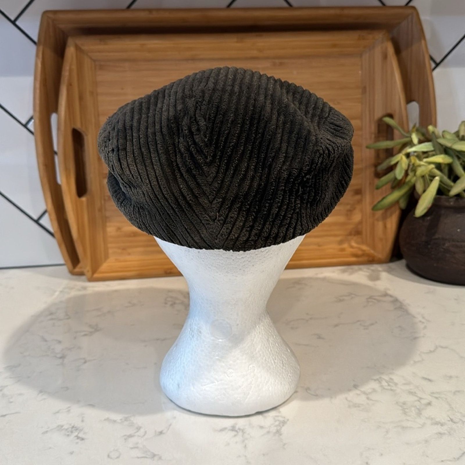 Other UK Vintage Scandia Woods Brown Corduroy Newsboy Cap 50s sz l/XL Size ONE SIZE - 4 Thumbnail