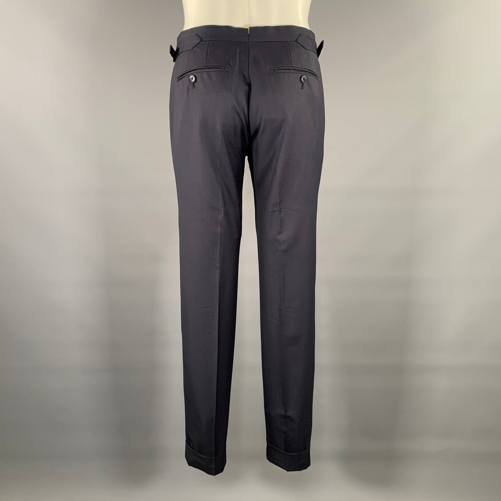 Other ATELIER MUNRO Size 32 Navy Wool Slim Fit Dress Pants Size US 32 / EU 48 - 3 Thumbnail