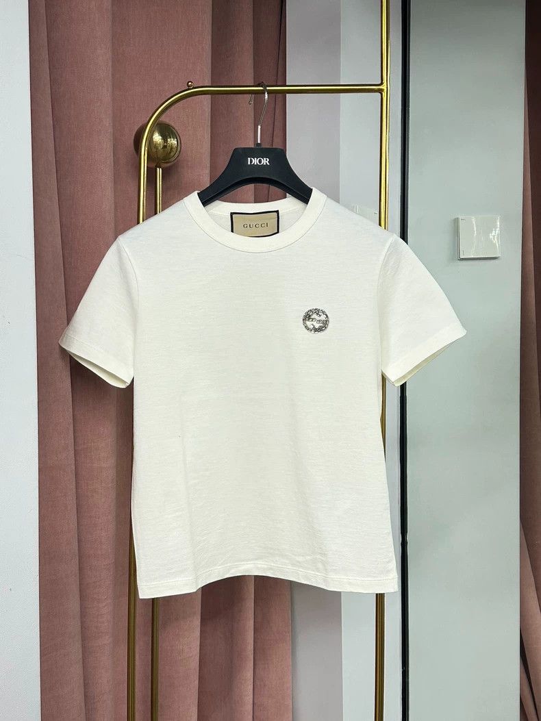 Gucci Gucci White Crystal Logo Short Sleeve T-Shirt - dmc Size US S / EU 44-46 / 1 - 1 Thumbnail