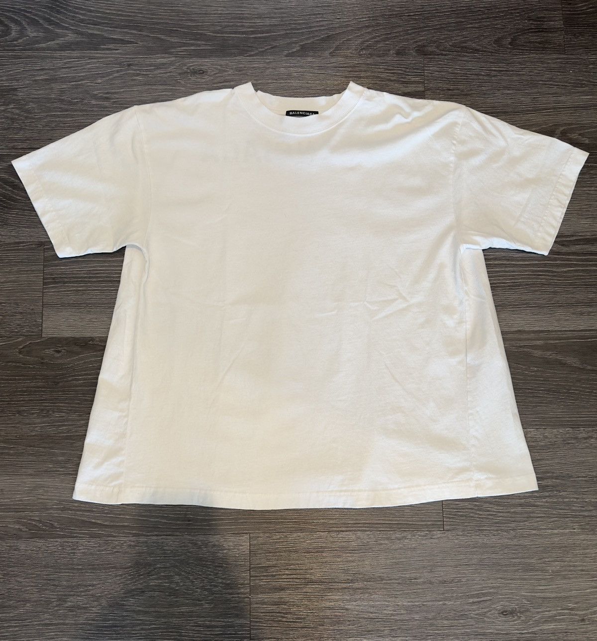 image of Balenciaga Ss19 (Demna) Back Logo Wide Tee in White, Men's (Size Small)