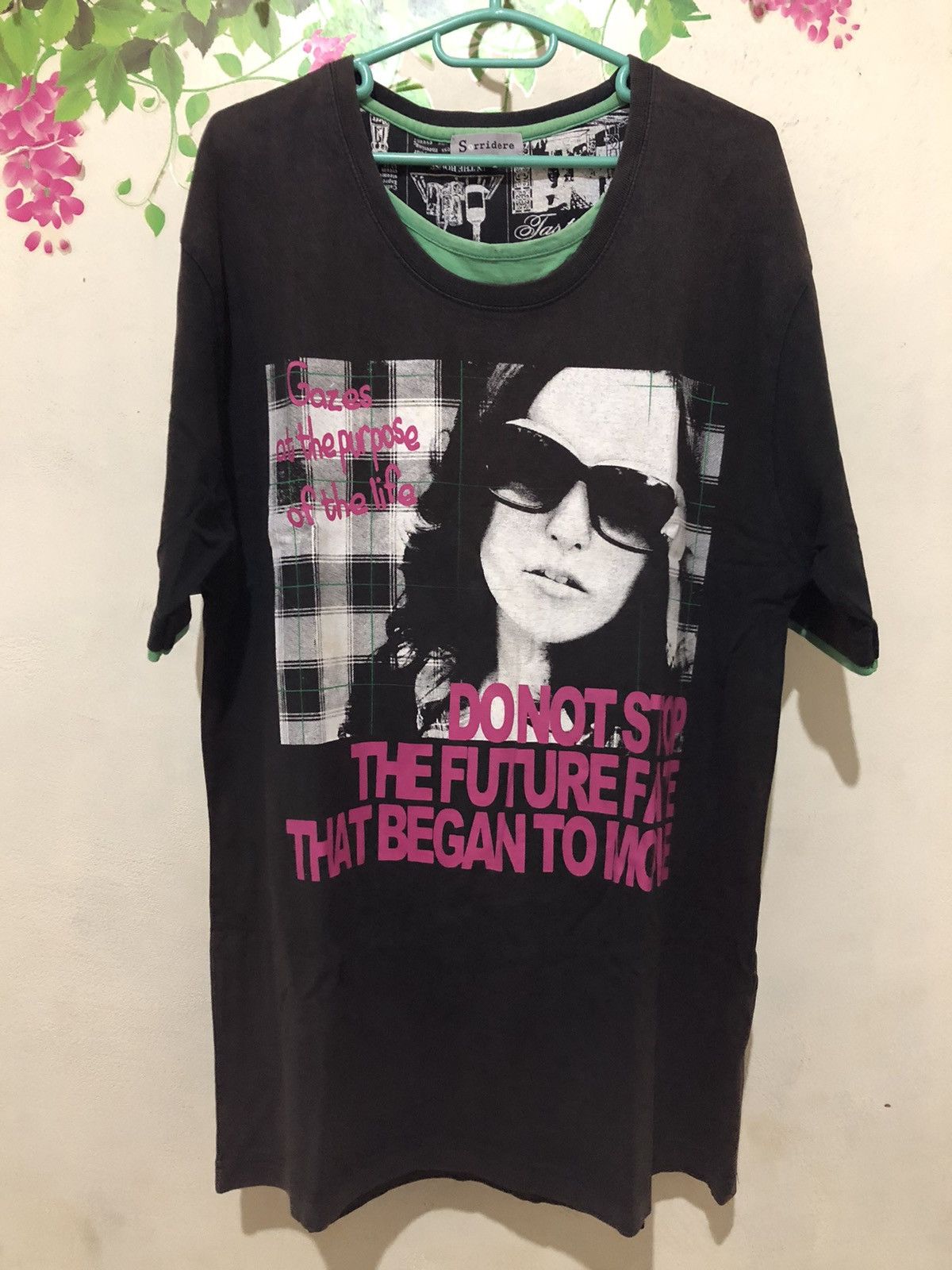 Japanese Brand Japanese poem girl faded double layer t-shirt Do Not Stop Size US XL / EU 56 / 4 - 1 Thumbnail