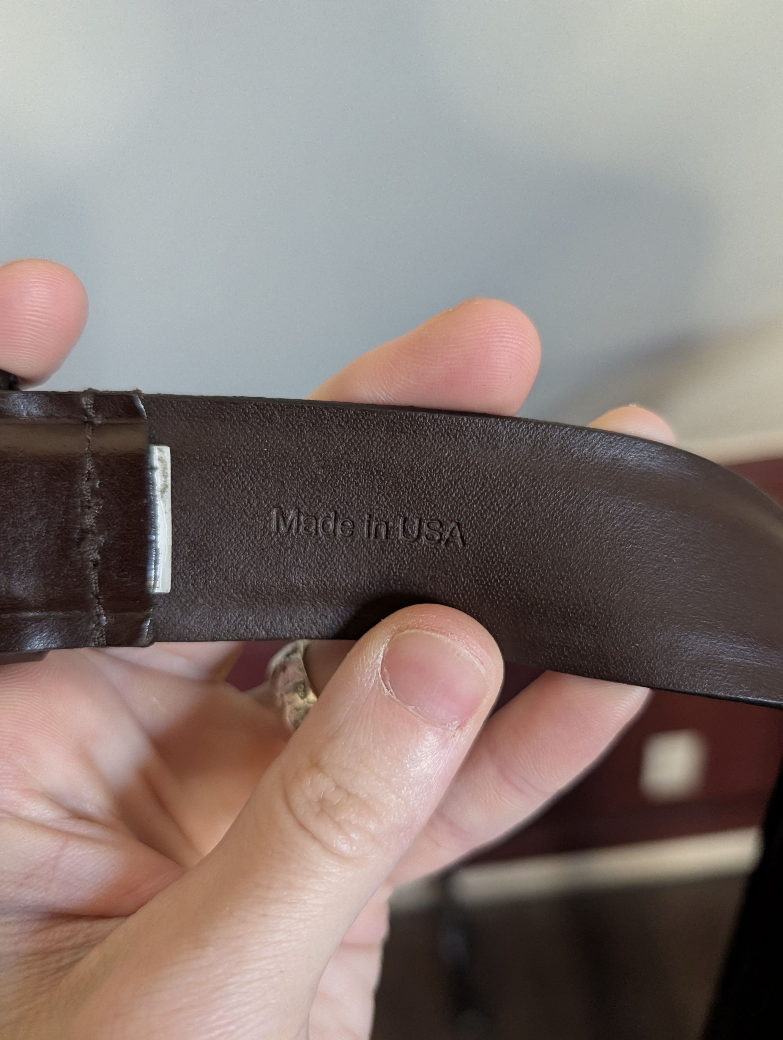 Allen Edmonds Dark brown handcrafted in USA leather ridged belt 42 Size 42 - 8 Thumbnail