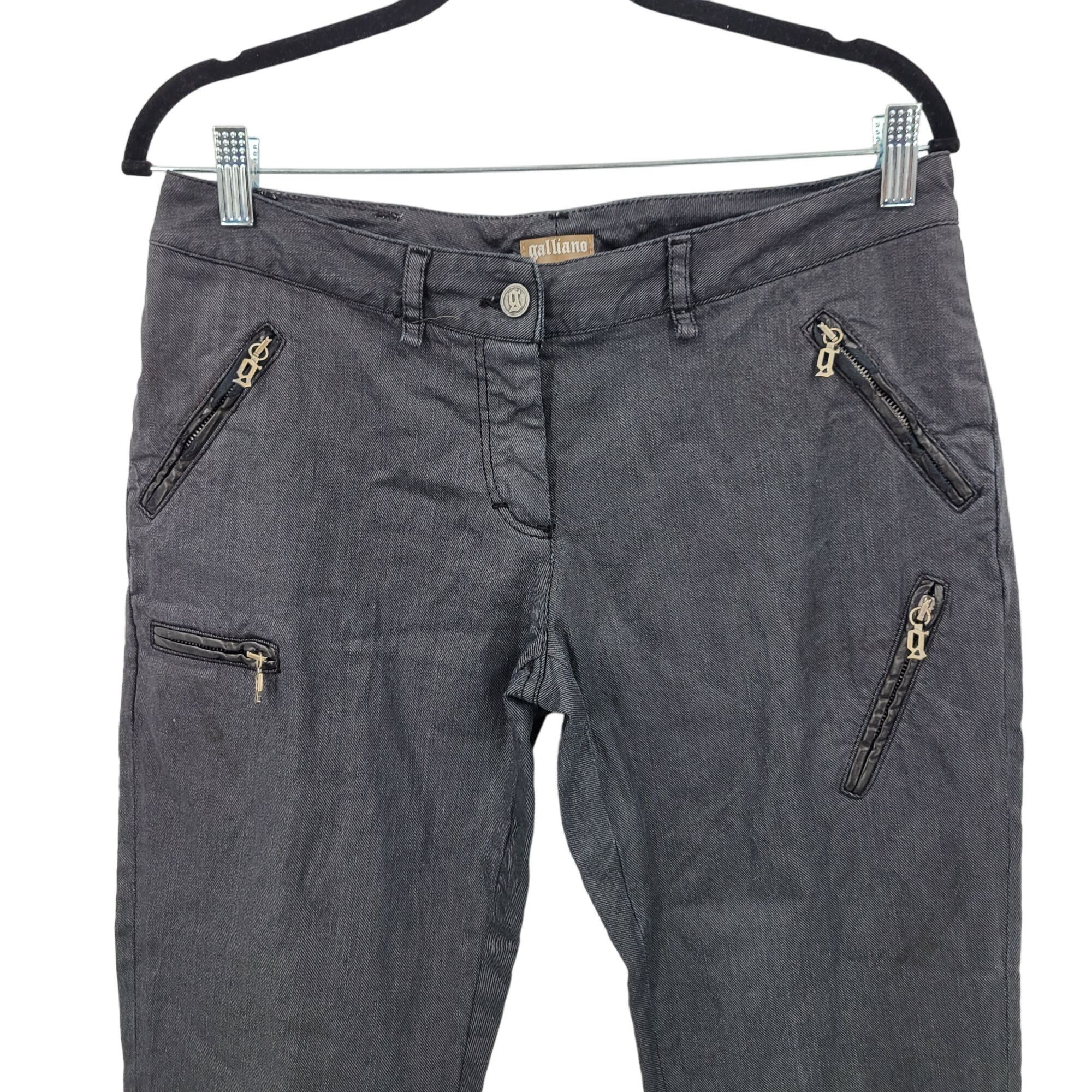 John Galliano Galliano Black Waxed Moto Jeans 32 Ankle Zip Pockets Militar Size 32" / US 10 / IT 46 - 4 Thumbnail