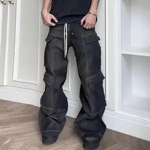 Designer × Japanese Brand × Jean Hombre Drawstring Elastic Baggy Cargo Jeans y2k Size US 34 / EU 50 - 1 Thumbnail