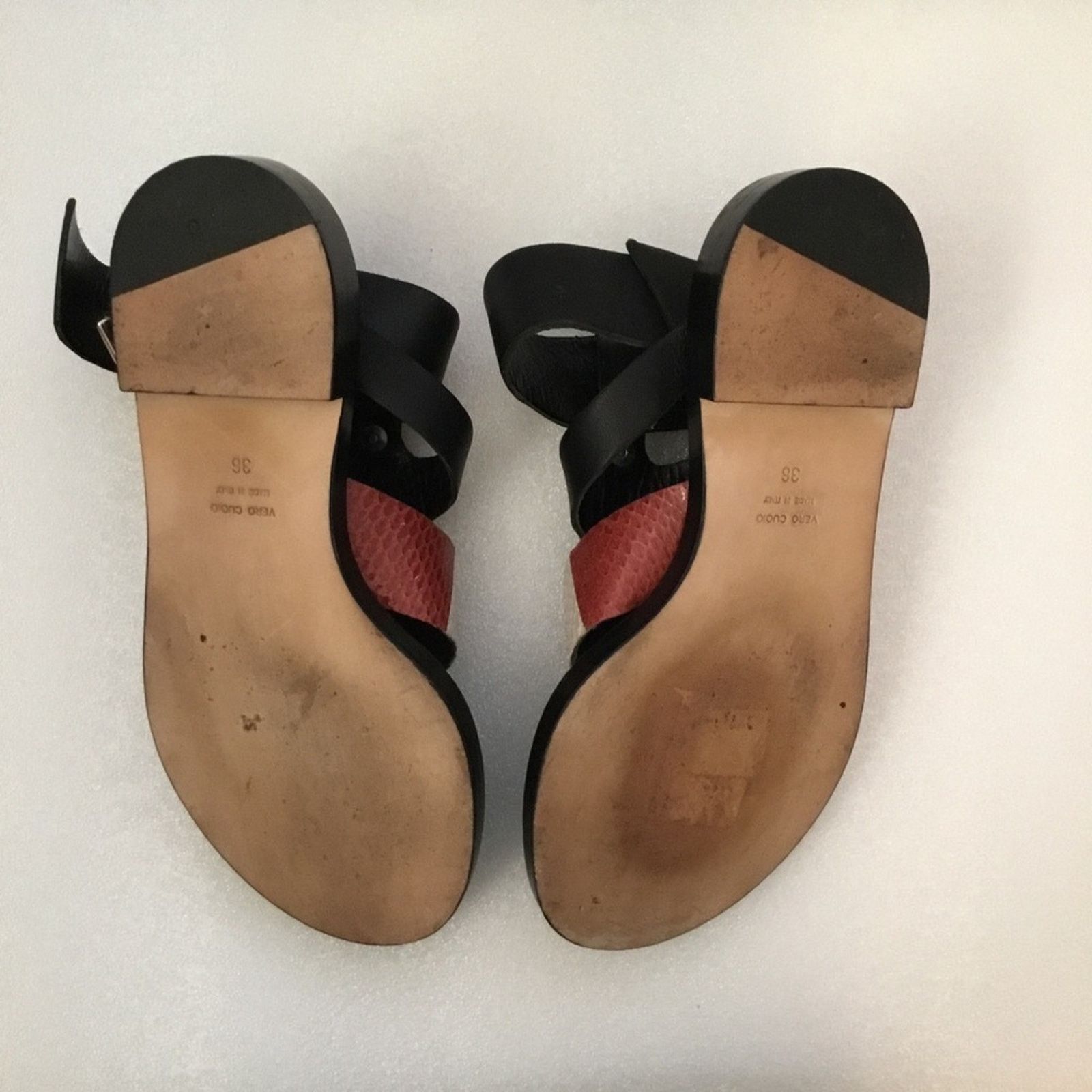 THAKOON Thakoon Black Leather Sandals with Striped Accent Size US 5.5 / IT 35.5 - 6 Thumbnail