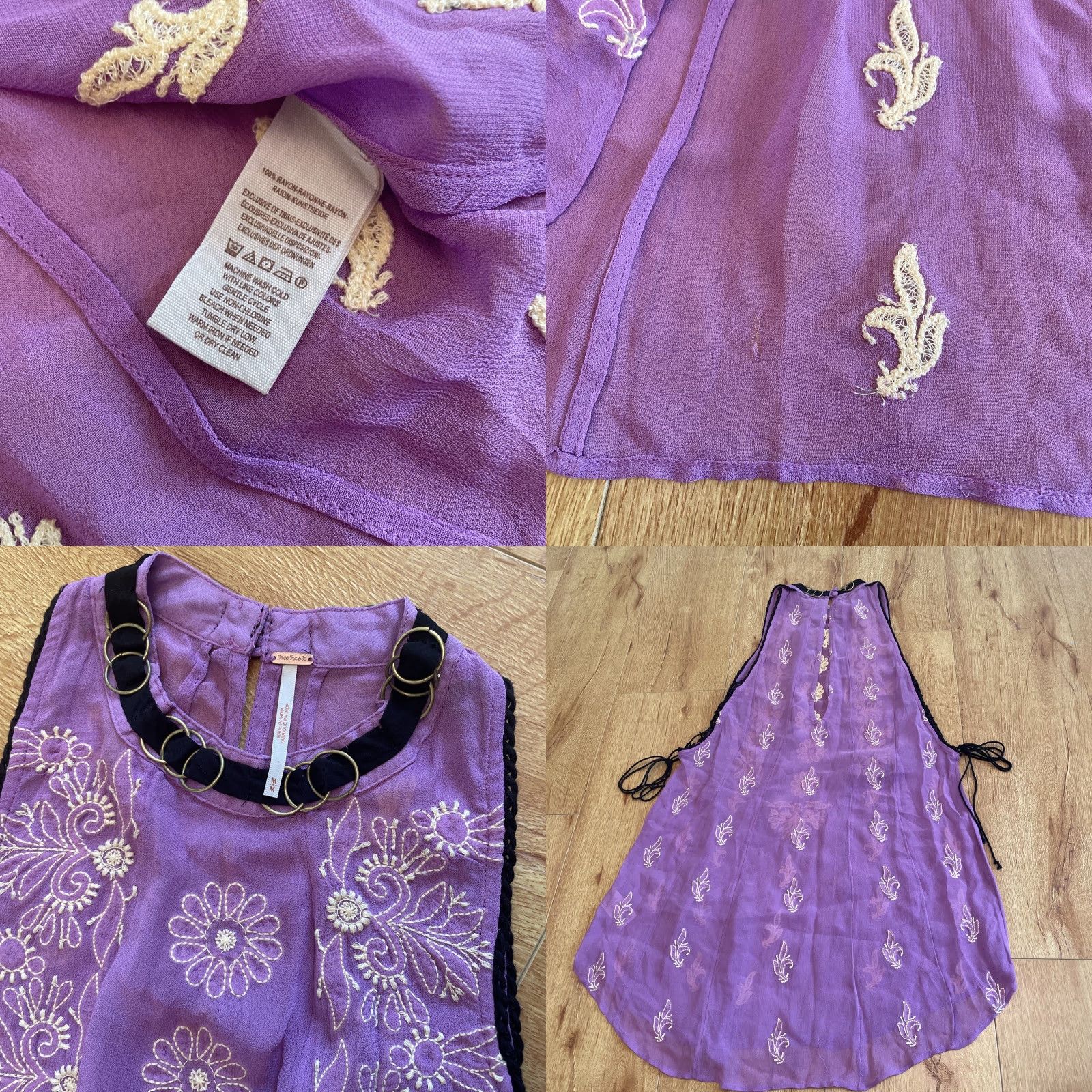 Free People Free People Tunic Women M Purple Sheer Embroidered Lilac Sunset Kisses Size M / US 6-8 / IT 42-44 - 8 Thumbnail