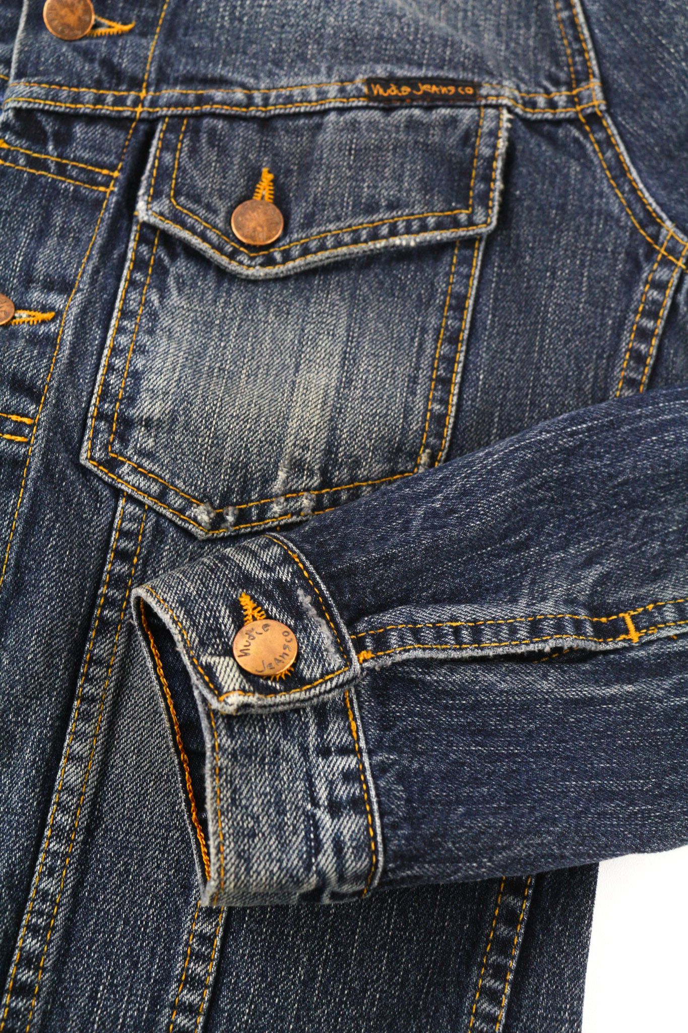 Nudie Jeans TERRY STREAKY DENIM XS Cotton Unlined Denim Jacket 80796 Size US XS / EU 42 / 0 - 5 Thumbnail
