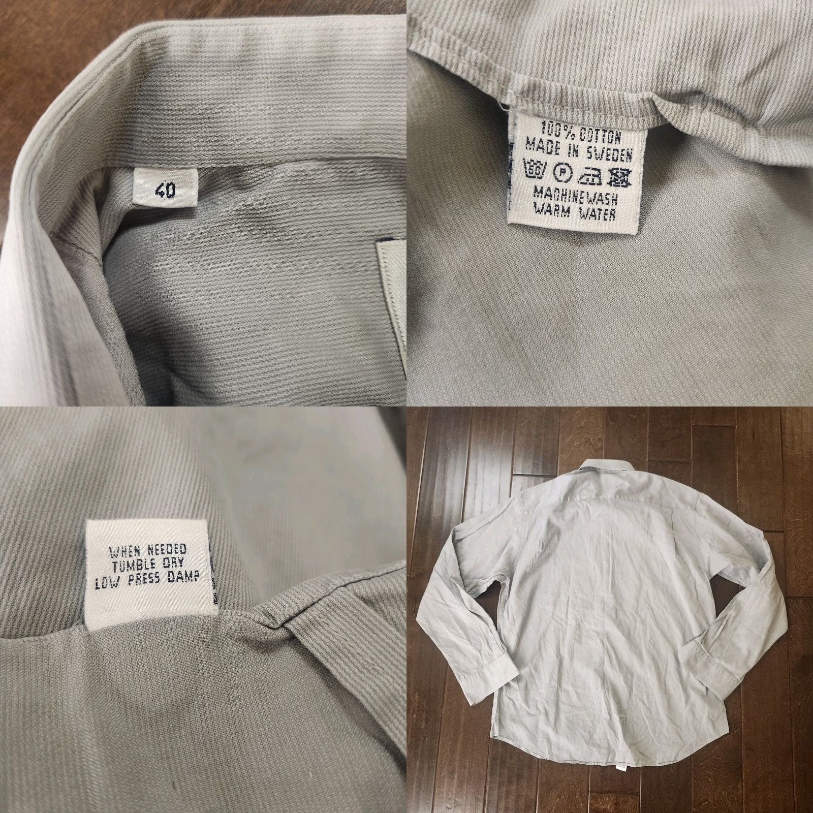 Eton ETON Royal Twisted Super Cotton Dress Shirt Mens 40 L Gray Long Sleeve Size 40R - 10 Thumbnail