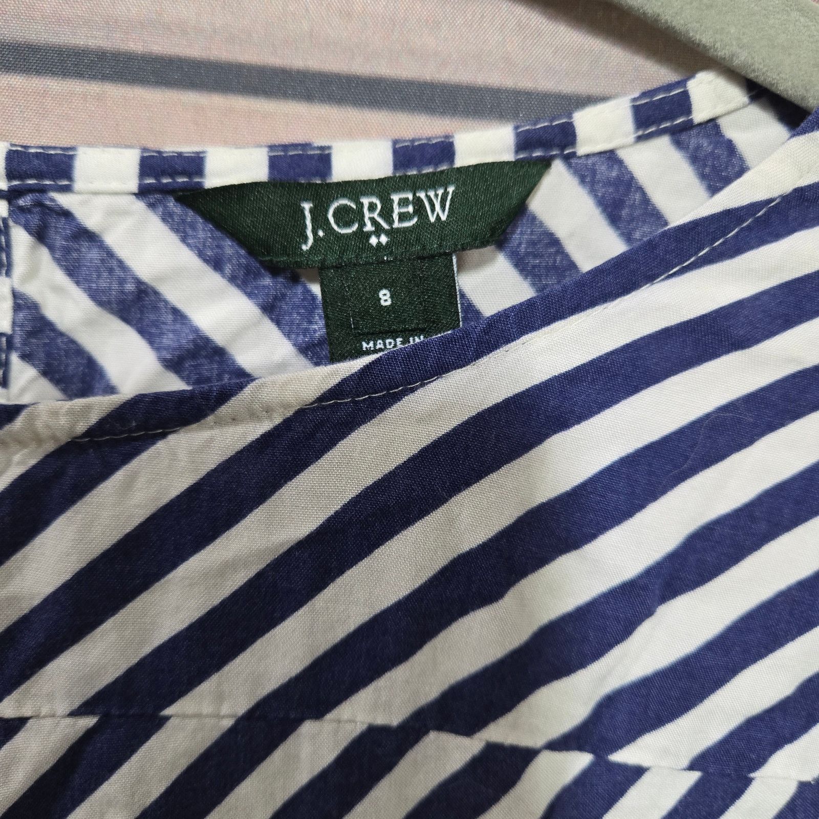 J.Crew J. Crew Blue Striped Cinch Women's A-Line Mini Dress Size 8 Size M / US 6-8 / IT 42-44 - 3 Thumbnail