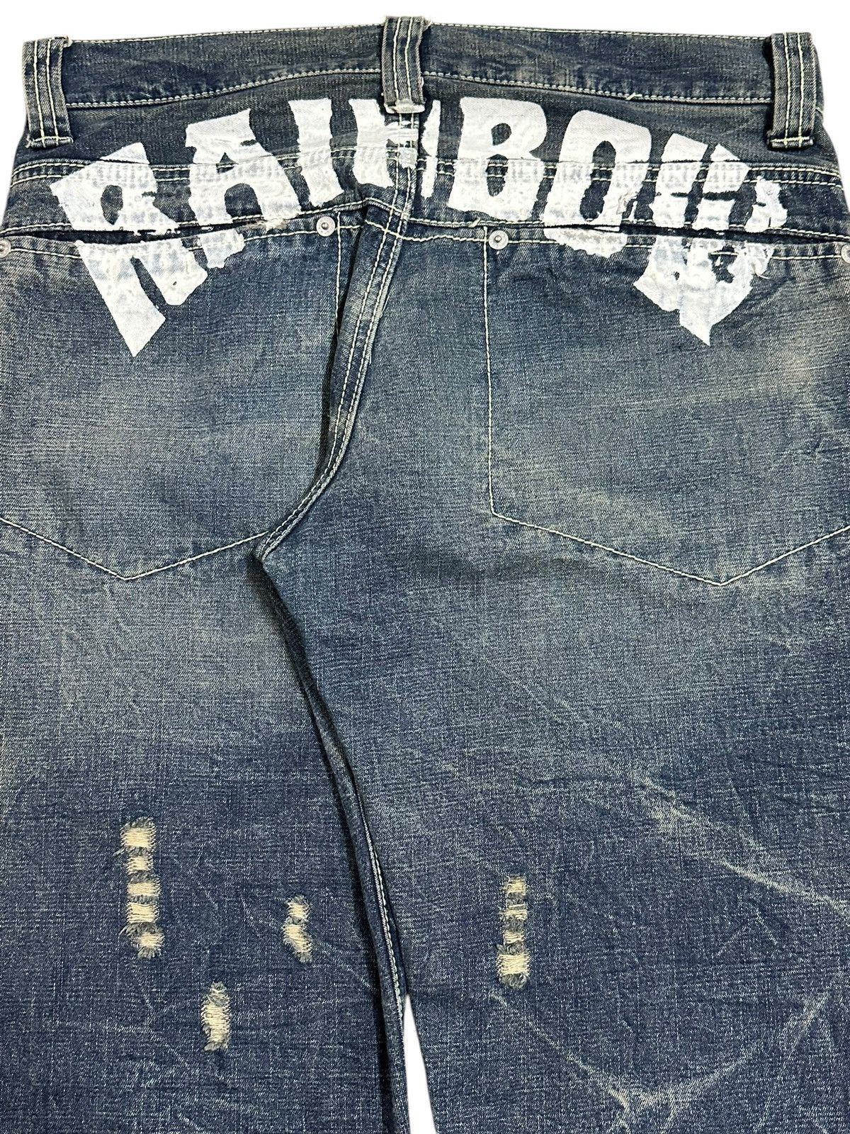 Japanese Brand Vintage Japanese Brand Blue Thunder Wash Distress Jeans Size US 32 / EU 48 - 6 Thumbnail