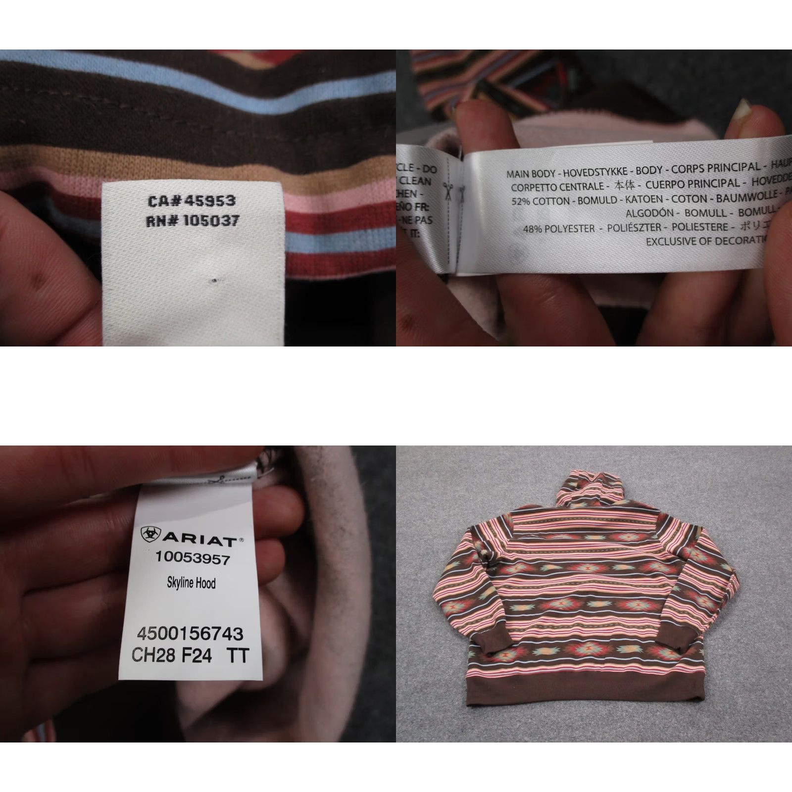 Ariat Ariat Hoodie Sweatshirt Womens XL Multicolor Aztec Logo Hood Pullover Work Outdoor Shirt Adults XL Multicolor Logo Sweatshirt Hoodie Size XL / US 12-14 / IT 48-50 - 8 Thumbnail