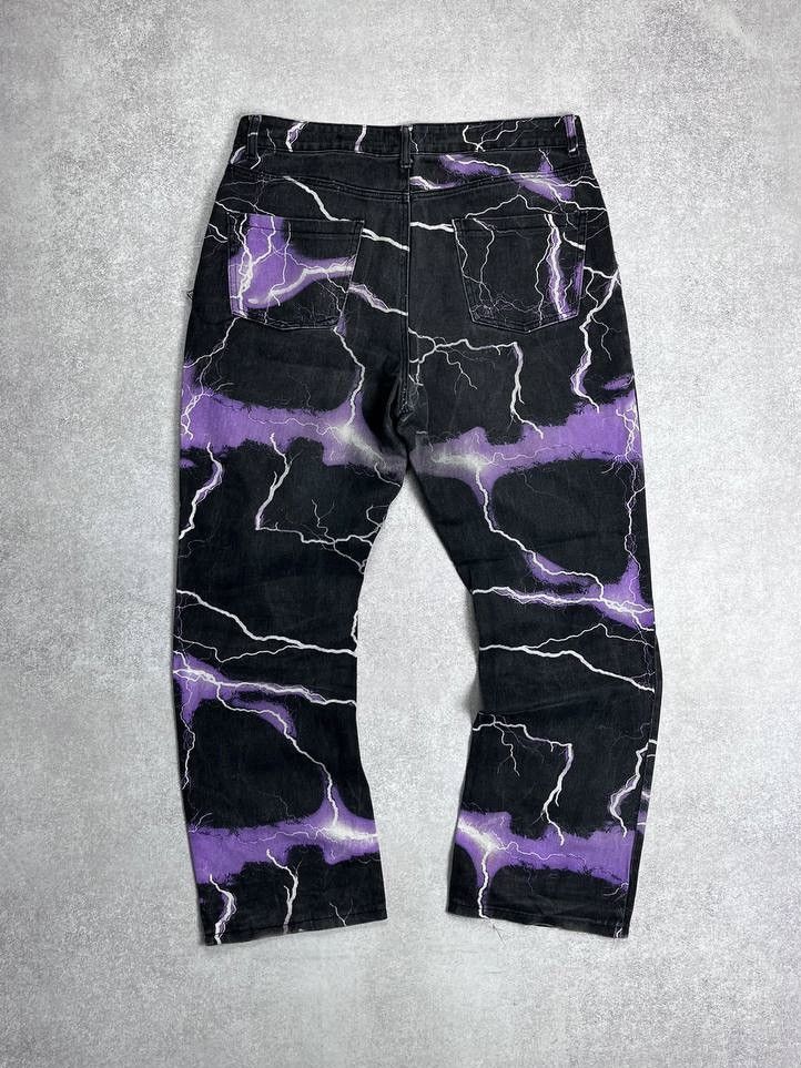 Vintage VINTAGE LIGTHNING ALLOVERPRINT BAGGY DENIM JEANS Y2K 32 Size US 32 / EU 48 - 3 Thumbnail