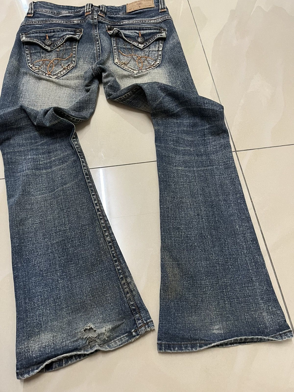 If Six Was Nine Flare Jeans Jessy Logan faded distressed low rise mud rusty Size US 30 / EU 46 - 11 Thumbnail