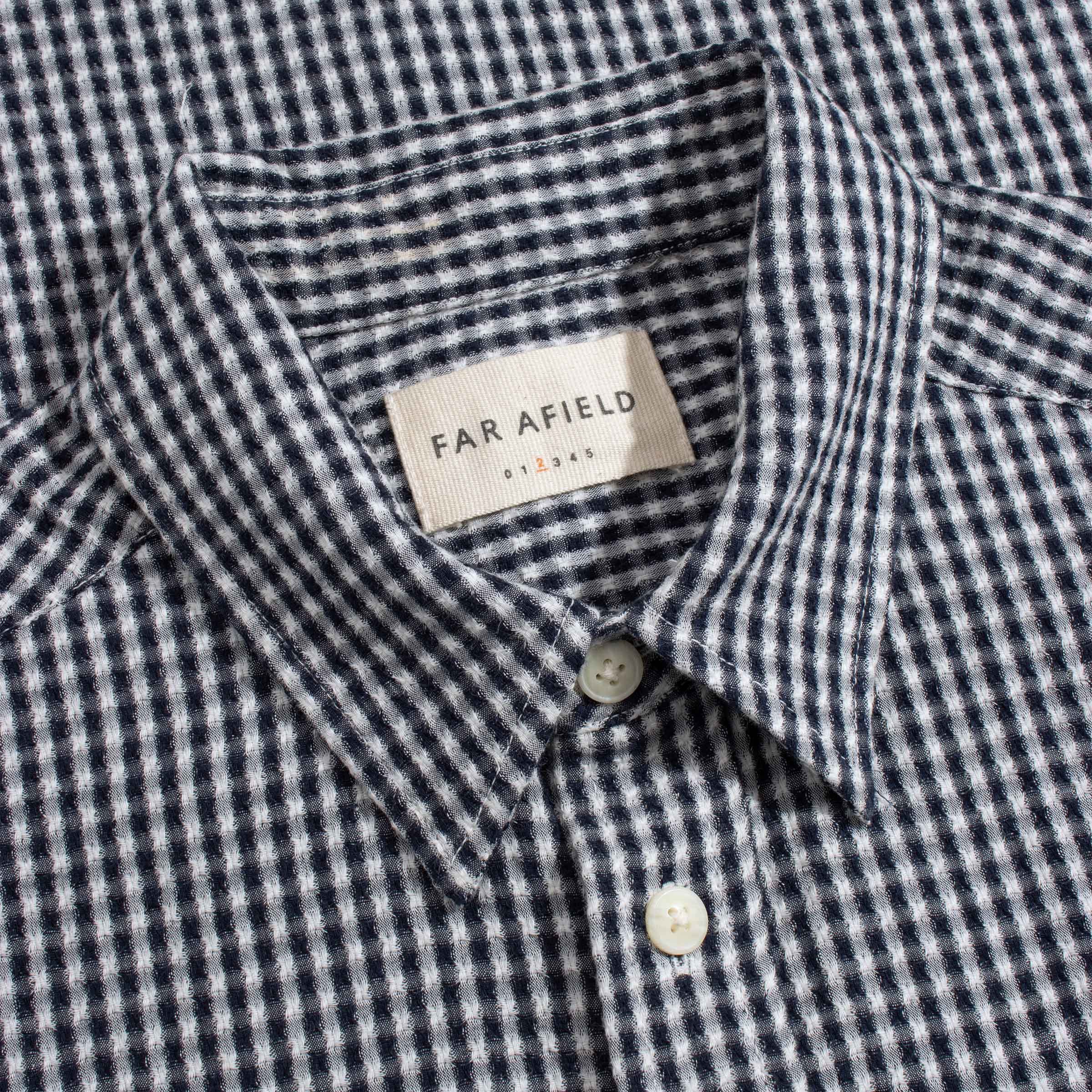 Far Afield Navy Gingham Check "Costa" Shirt Size US L / EU 52-54 / 3 - 2 Thumbnail
